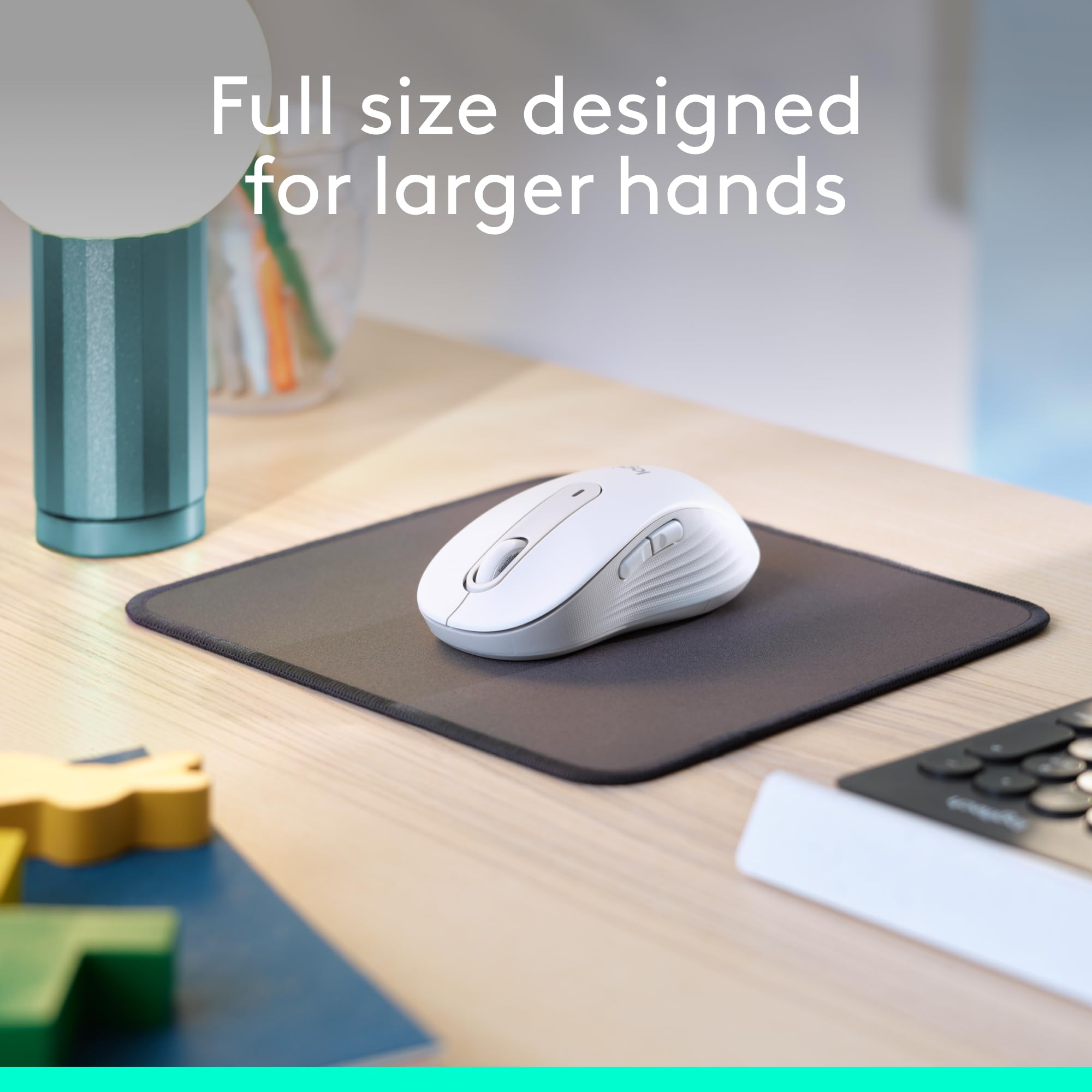 Logitech Signature M650 L Full Size Wireless Mouse   For Large Sized Hands, 2 Year Battery, Silent Clicks, Customizable Side But