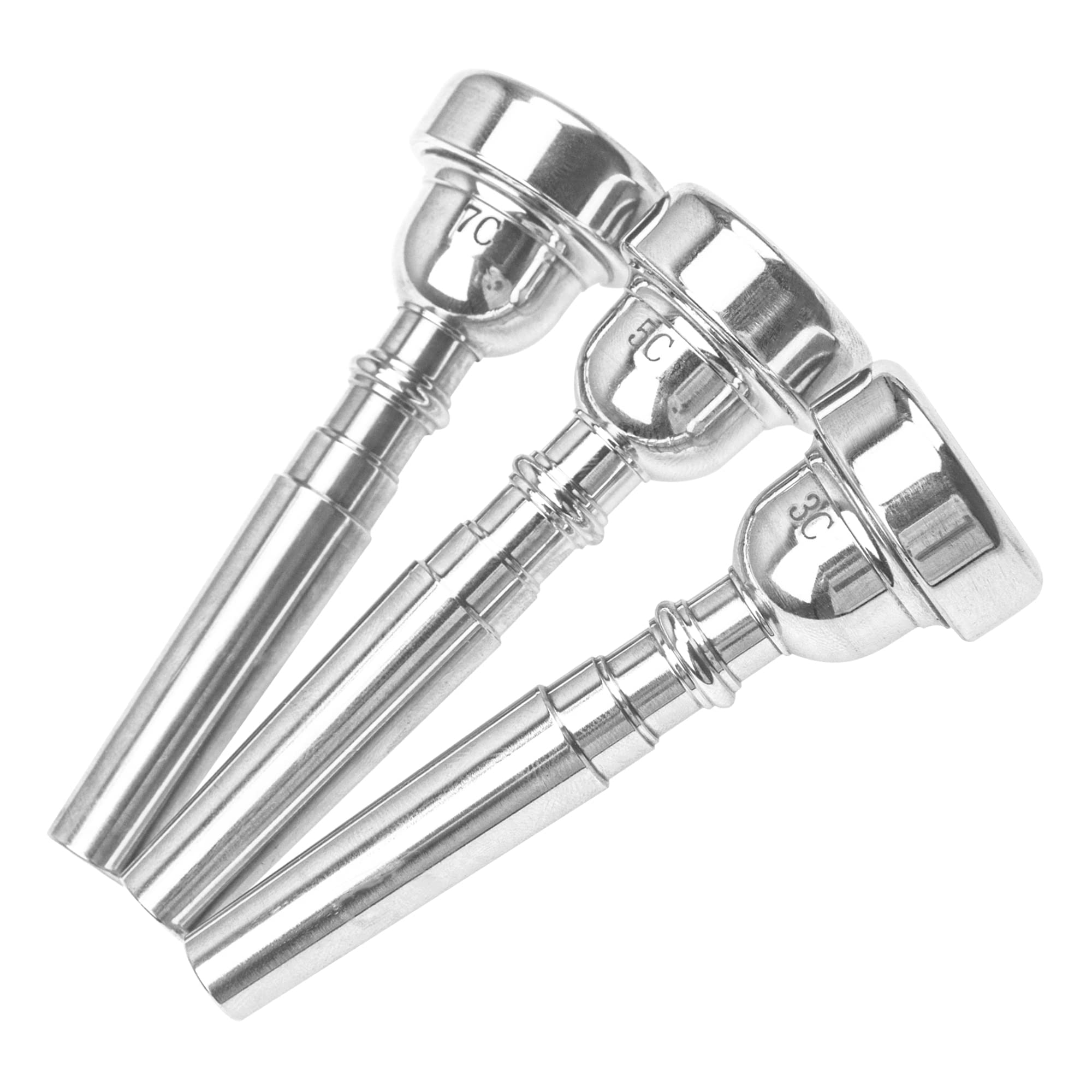 3Pcs Yootones Trumpet Mouthpiece 7C 5C 3C Trumpet Mouthpiece Set For Beginners And Professional Players (Silver)