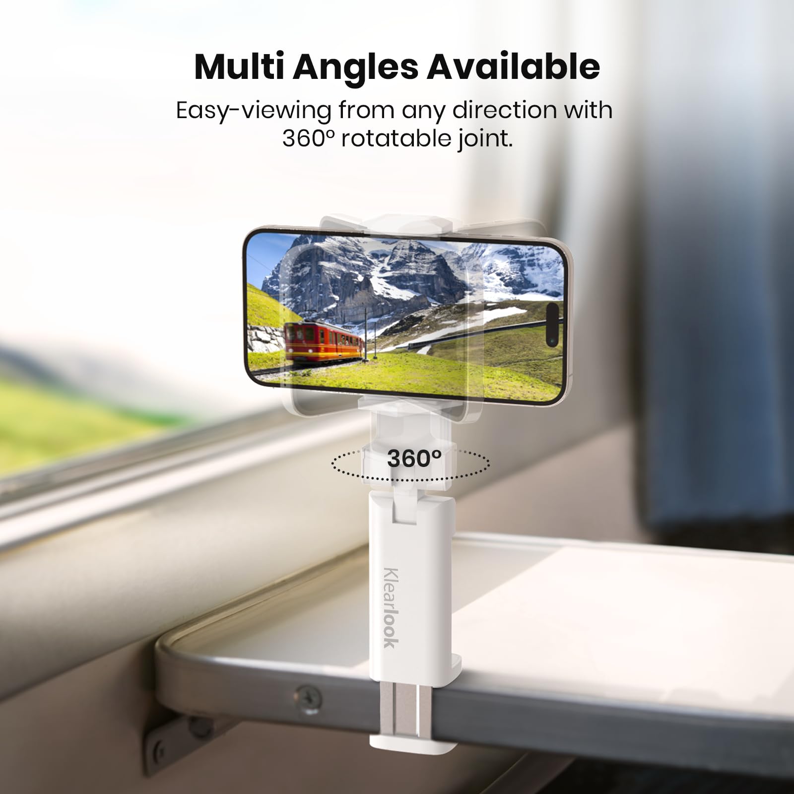 2 Pack Universal Airplane Phone Stand Holder, Klearlook 360 Degree Rotation Travel Essentials Phone Mount For Desk, Handsfree Fl