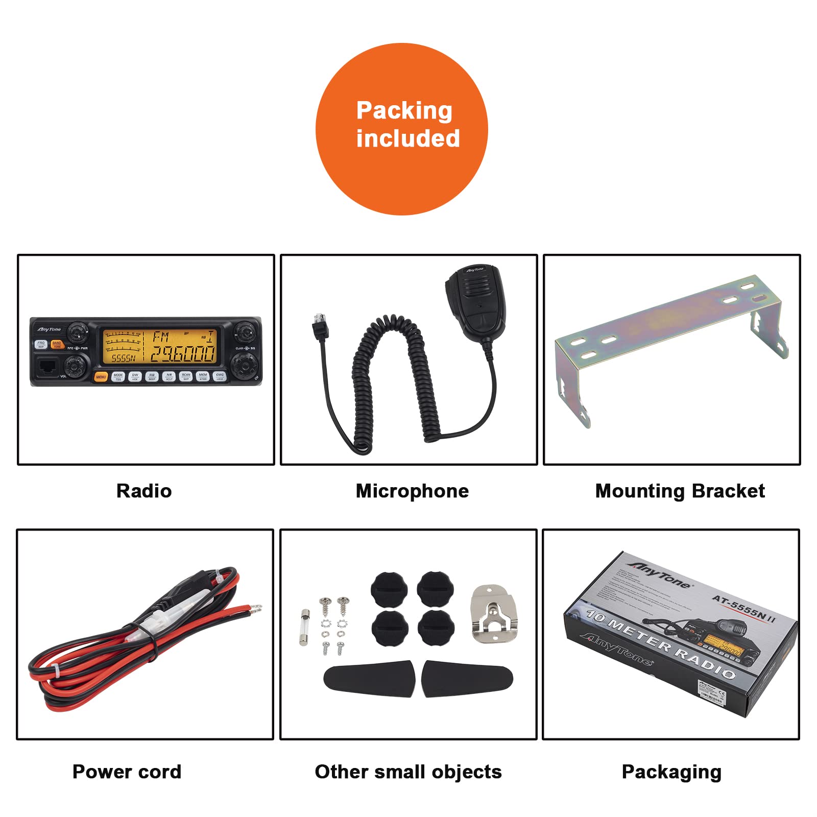 Anytone At 5555N Ii 10 Meter Radio For Truck, With Ctcss/Dcs Function, High Power Output 60W Am Pep,50W Fm,Ssb 60W (At 5555N Ii With Ctcss/Dcs)