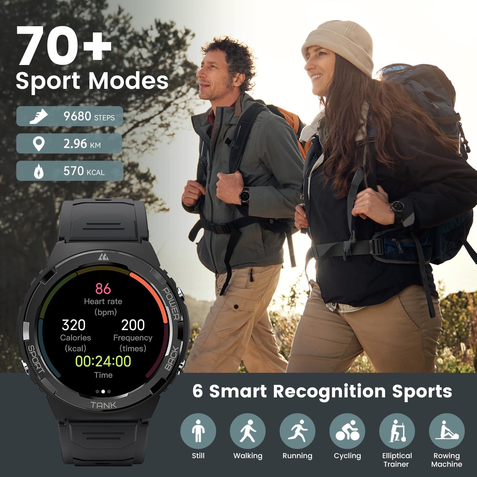 Kospet Smart Watch For Women, 50M Waterproof, 50 Days Extra Long Battery, Fitness Watch With Answer/Make Call, Ai Voice Assistant, 1.3' Amoled Display, 70 Sports Modes, 24H Sleep/Hear Rate Monitoring