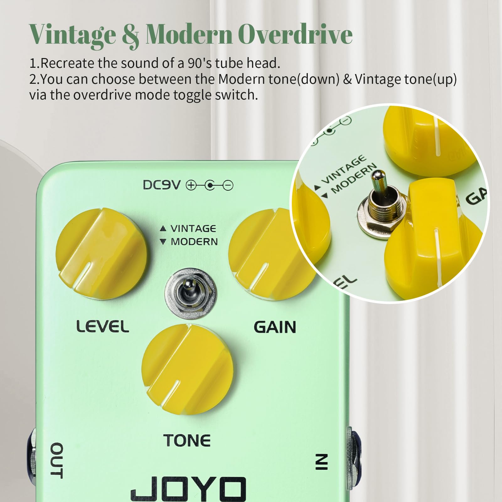 JOYO Blues Overdrive Guitar Pedal - High Gain, True Bypass, Aluminum, Bright Color, Model JF-25