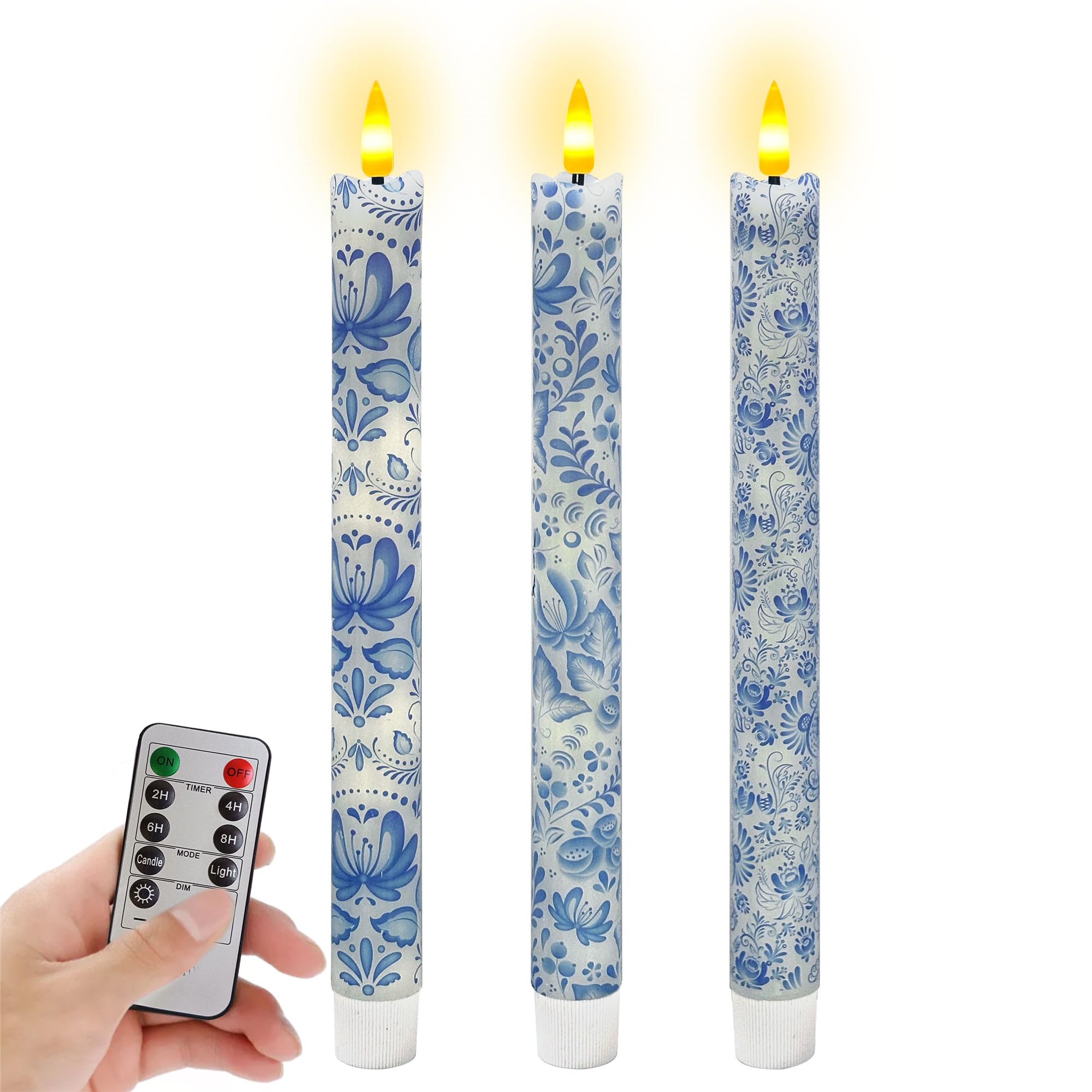 Gedengni Flameless LED Taper Candles - 10 inch Realistic Flickering Wax Dripping Candles with Remote & Timer, Set of 4 for Firep