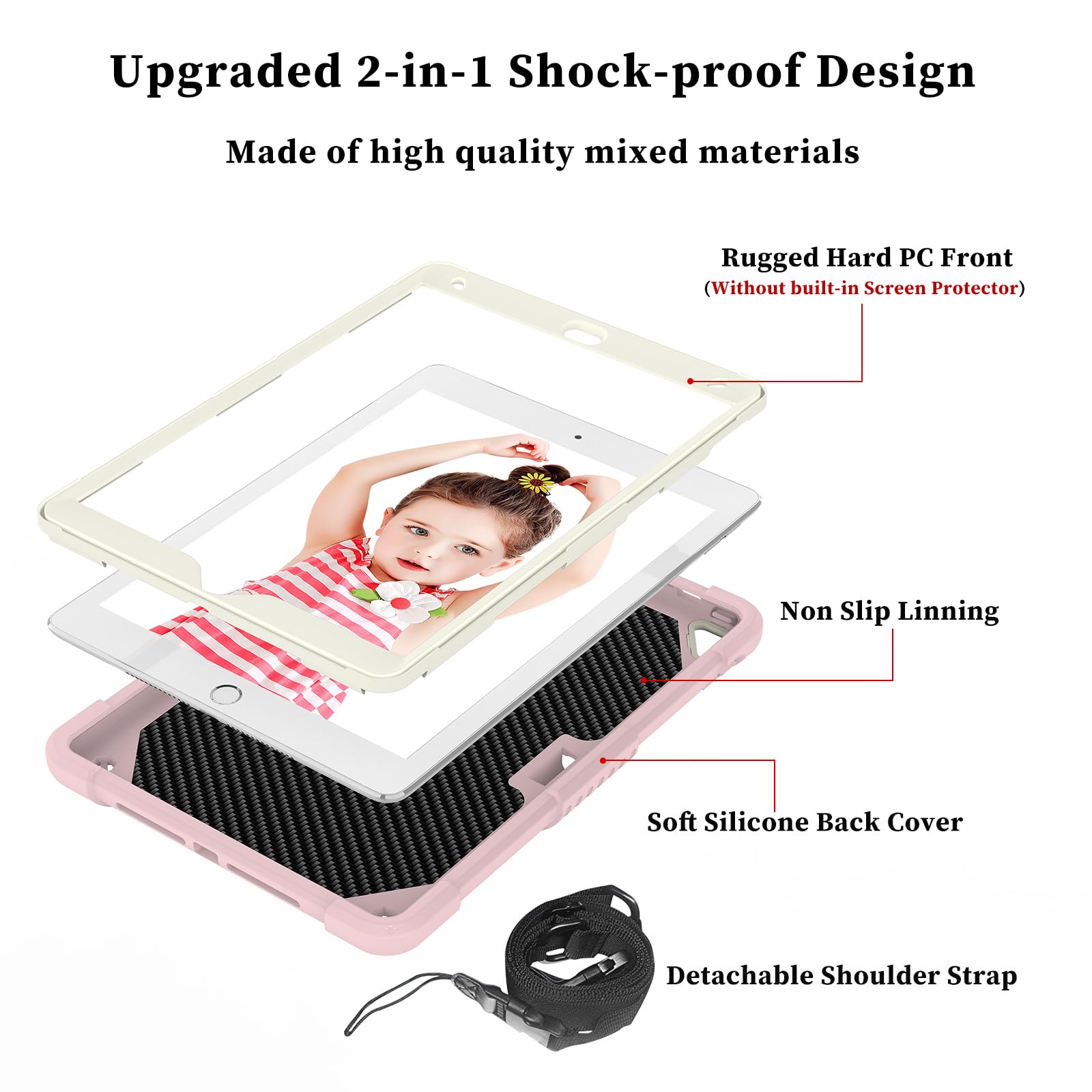 Hogenl For Ipad 9Th 8Th 7Th Generation Case For Kids Girls With Pencil Holder,For Ipad 10.2 Case With Butterfly Stand Shoulder S