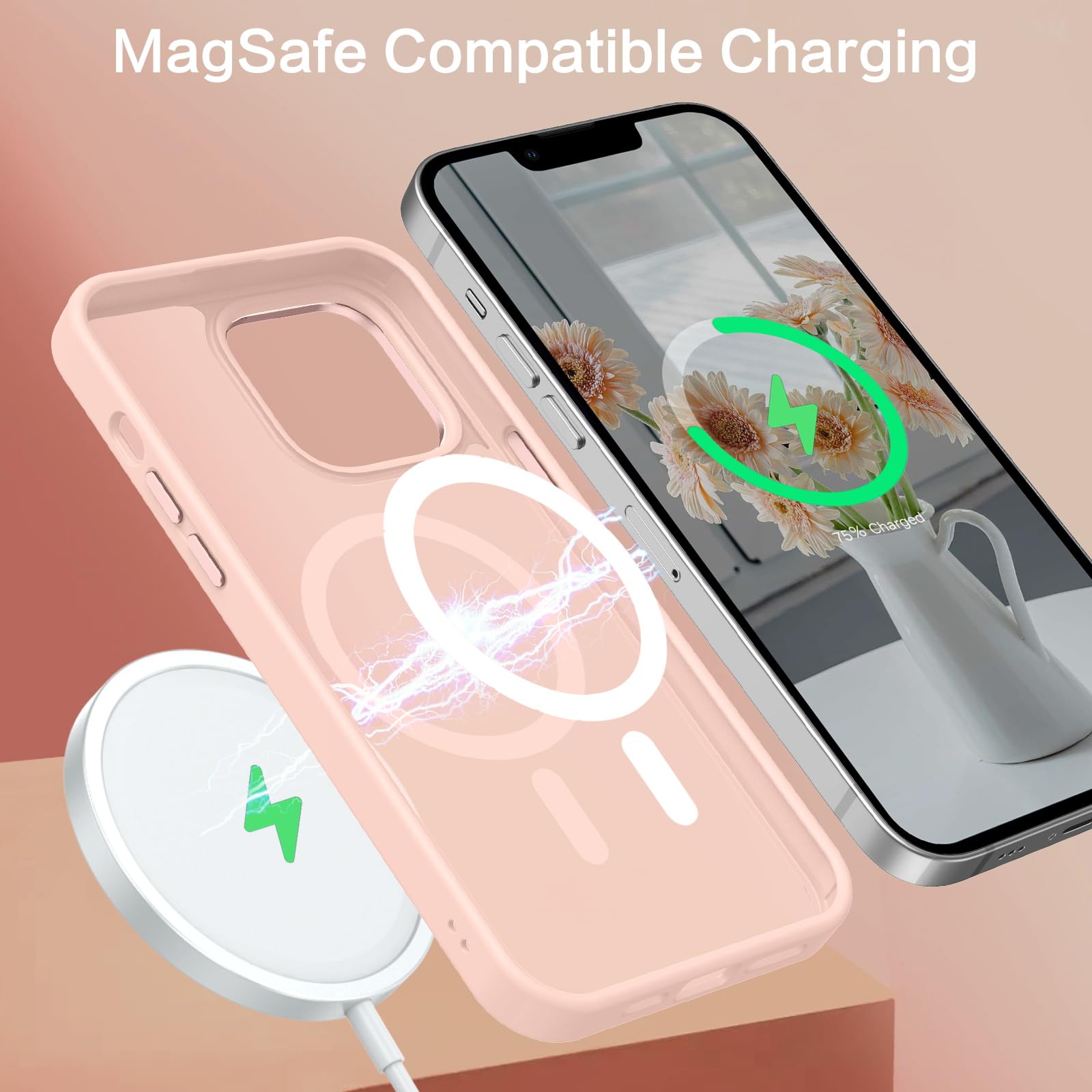 Bentoben Magnetic For Iphone 13 Pro Case, Phone Case Iphone 13 Pro[Compatible With Magsafe] Translucent Matte Slim Shockproof Wo