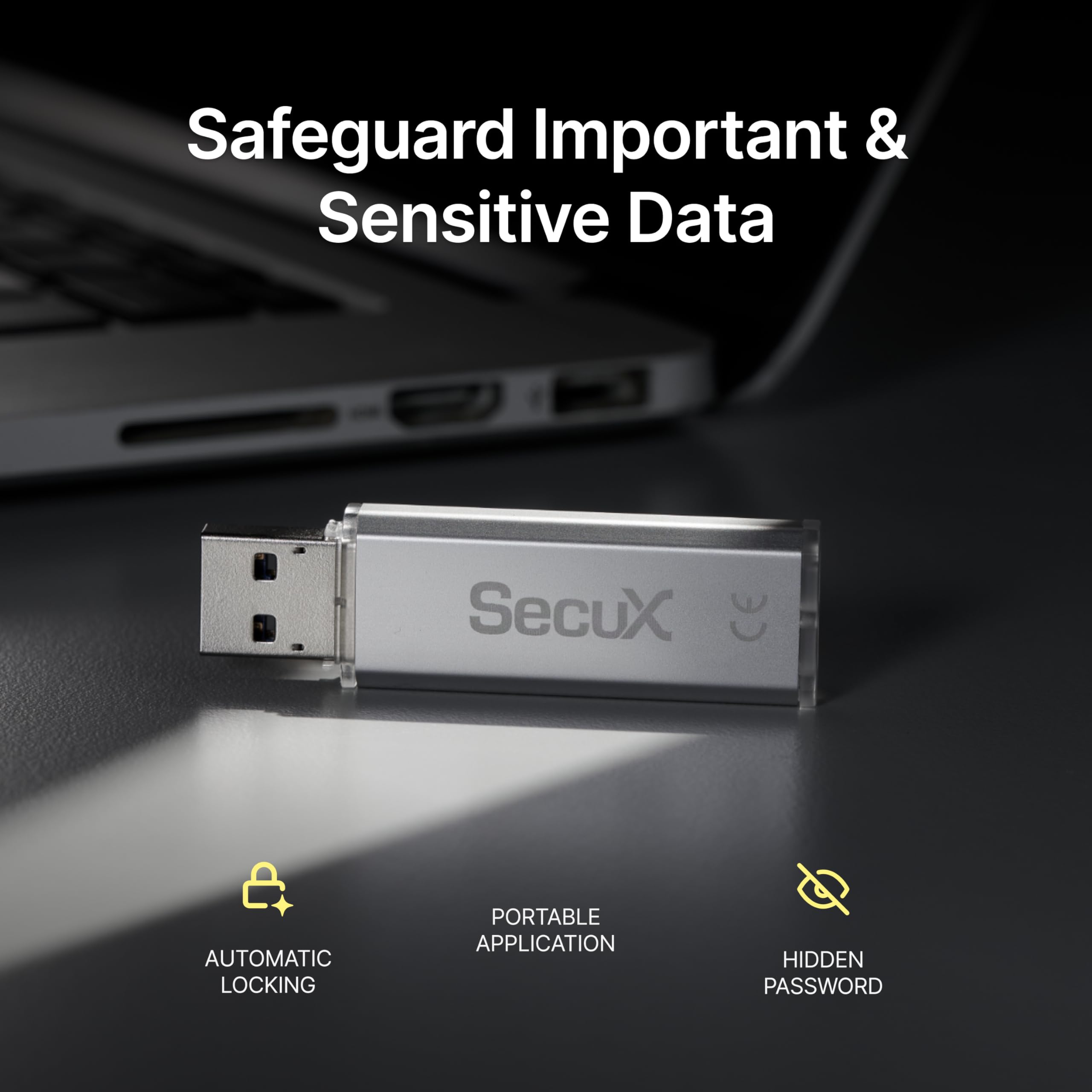 Secux Forte   Encrypted Usb Flash Drive   Usb 3.2 Gen 1   Xts Aes Encryption   Password Authentication   Automatic Locking   Sil