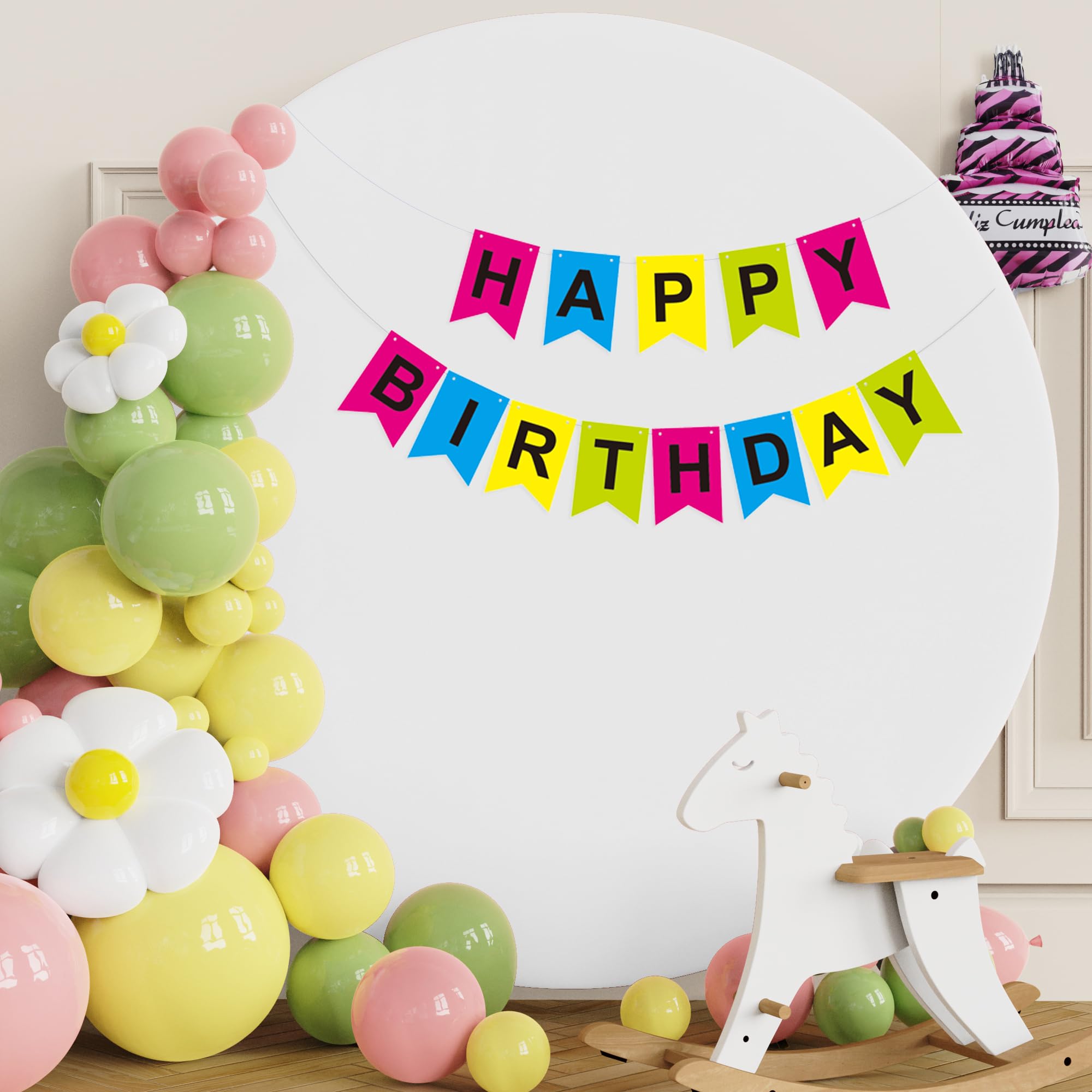 Putros 6.6Ft Round Backdrop Cover White Circle Arch Cover With Buckles Polyester Fitted Round Balloon Arch Cover For Wedding Bir