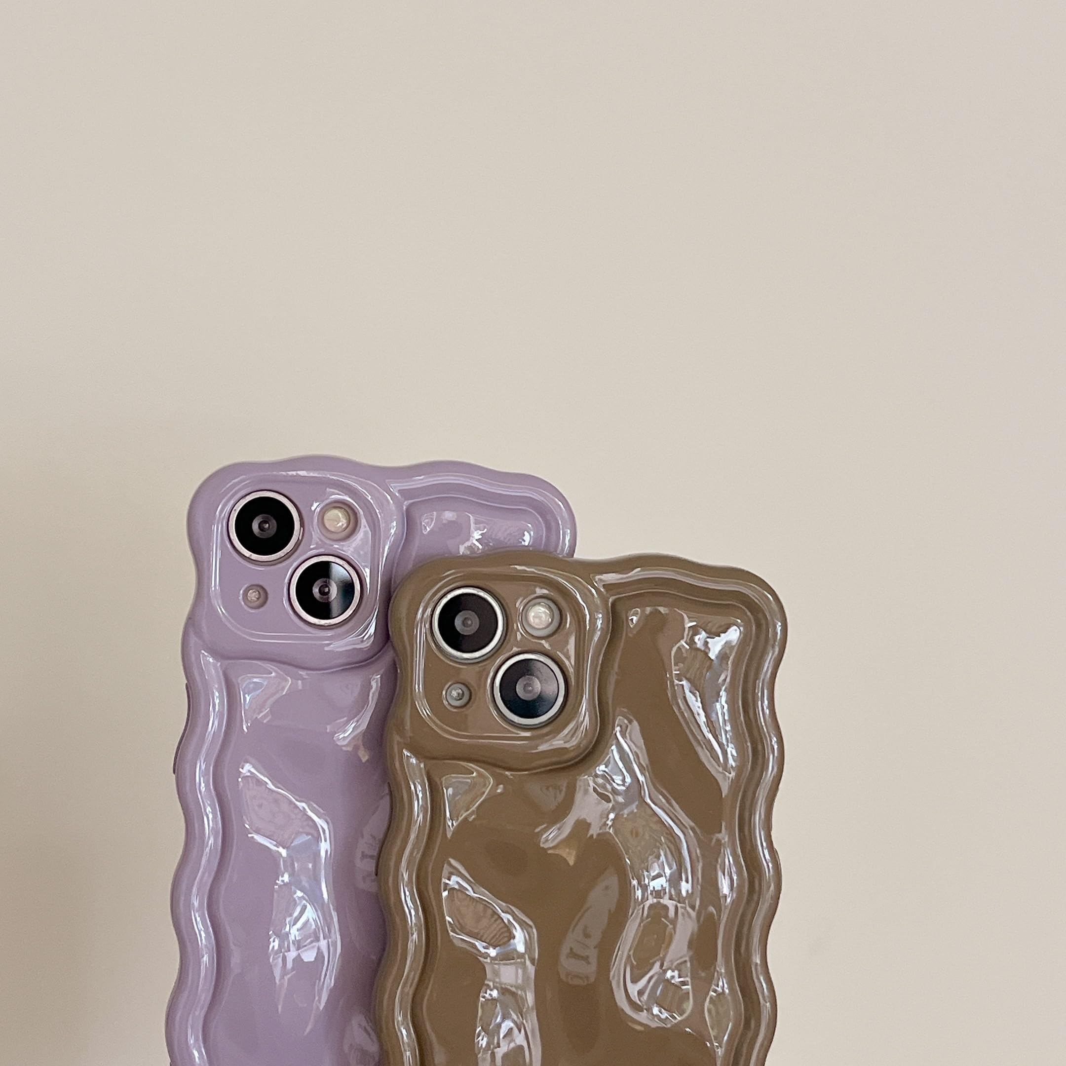 Fabspark Case For Iphone 15 Pro,Cute 3D Solid Color Meteorite Bubble Water Ripple Curly Wavy Frame Case,Soft Tpu Shockproof Case