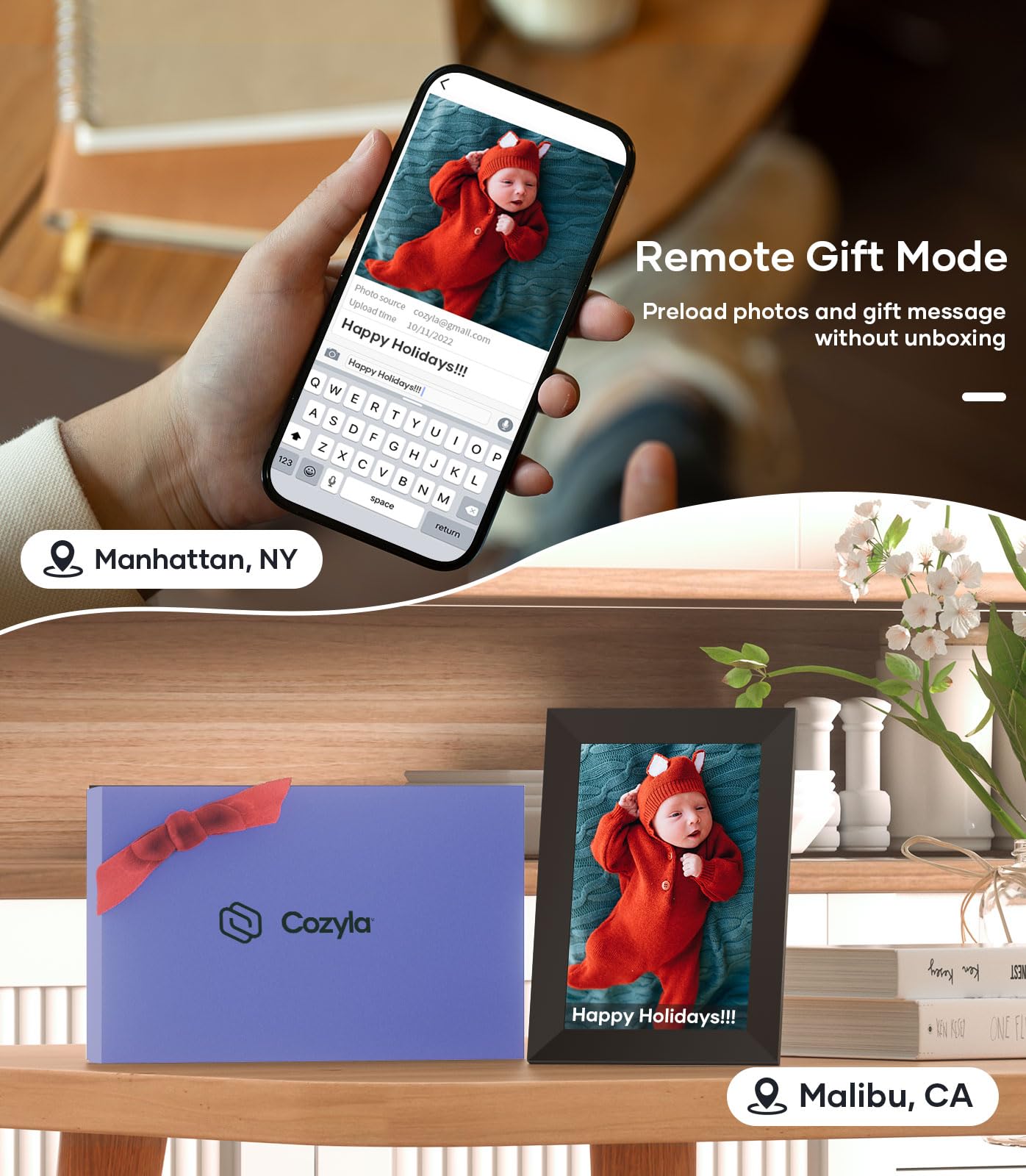 Cozyla Digital Photo Frame Wifi Smart Digital Picture Frame Free Unlimited Storage Share Photo With Family And Friend Via App Em