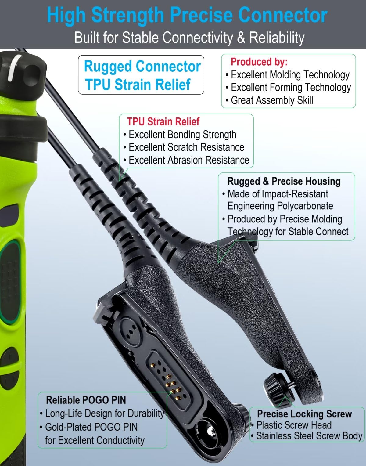 Commountain Apx 6000 Xpr 7550E Earpiece With Mic Compatible For Motorola Radios Apx 8000 (7000 4000) Xpr 7350E (7580E 7380E 7550 7350) Apx6000 Apx7000 Apx8000 Xpr7550 Xpr7550E, Earhook Headset