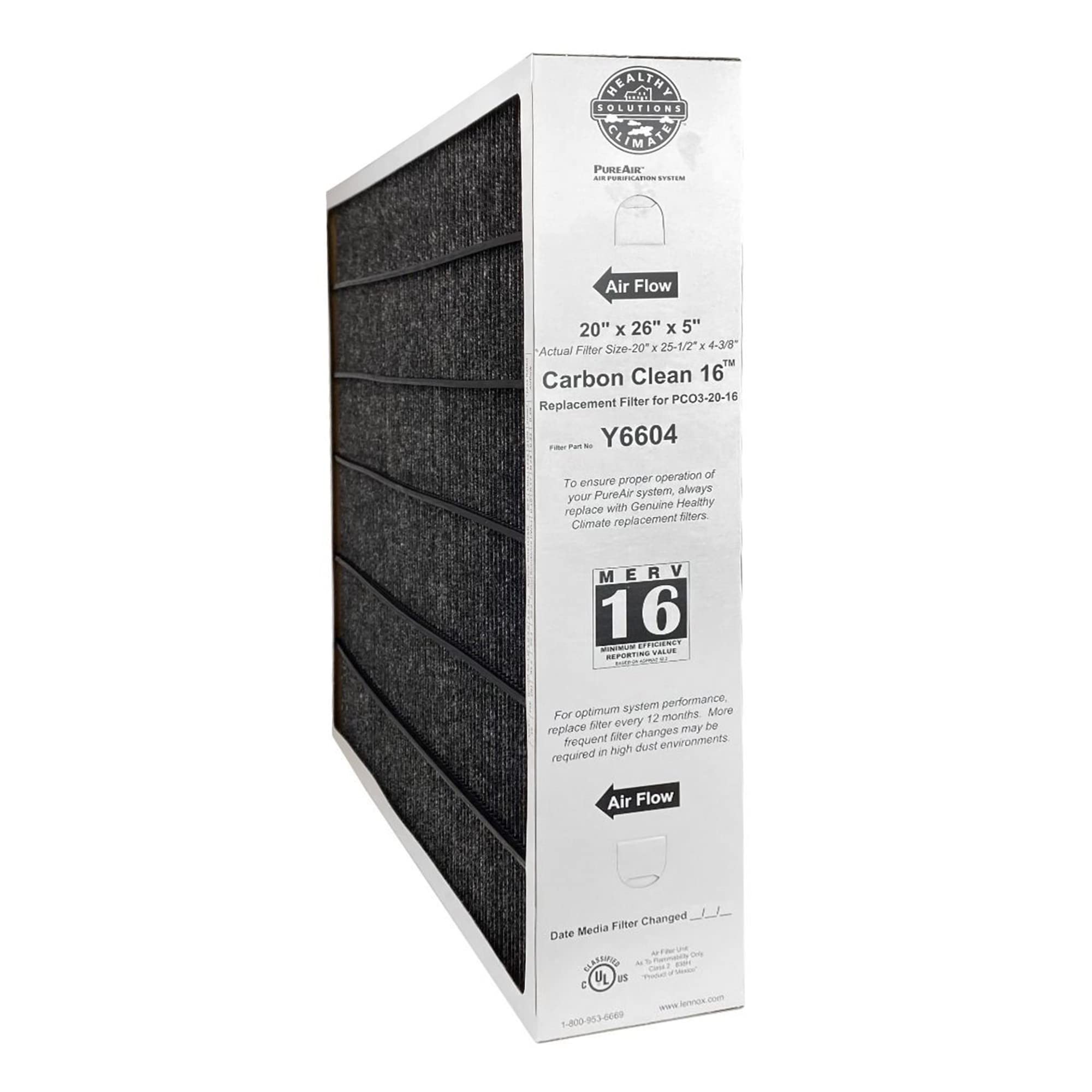 Lennox Y6604 20 X 26 X 5 Inch Merv 16 Efficient Air Filter Replacement For Pureair Pco3 20 16 Air Purifier Cleaner Purification