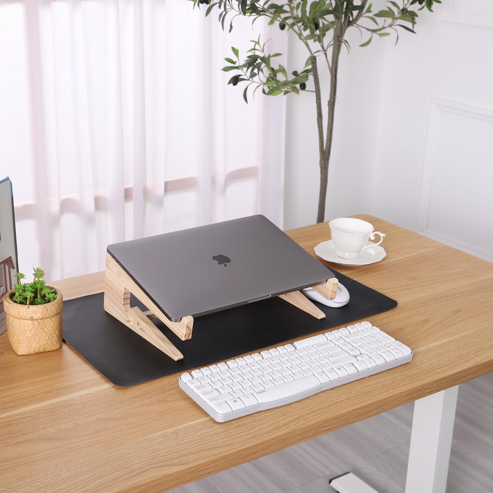 Wood Laptop Stand,Universal Computer Stands For Desk,Vertical Laptop Holder For Macbook Pro, Wooden Laptop Riser For Macbook Air