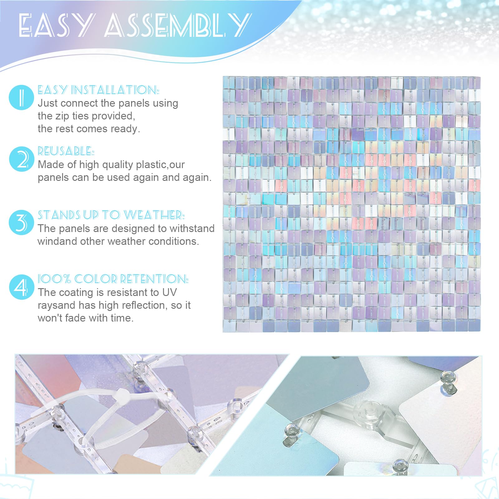 Rainbow Silver Shimmer Wall Backdrop Sparkle Wall Backdrop 3Ftx4Ft Wedding Backdrop For Bridal Shower Birthday Anniversary Decor