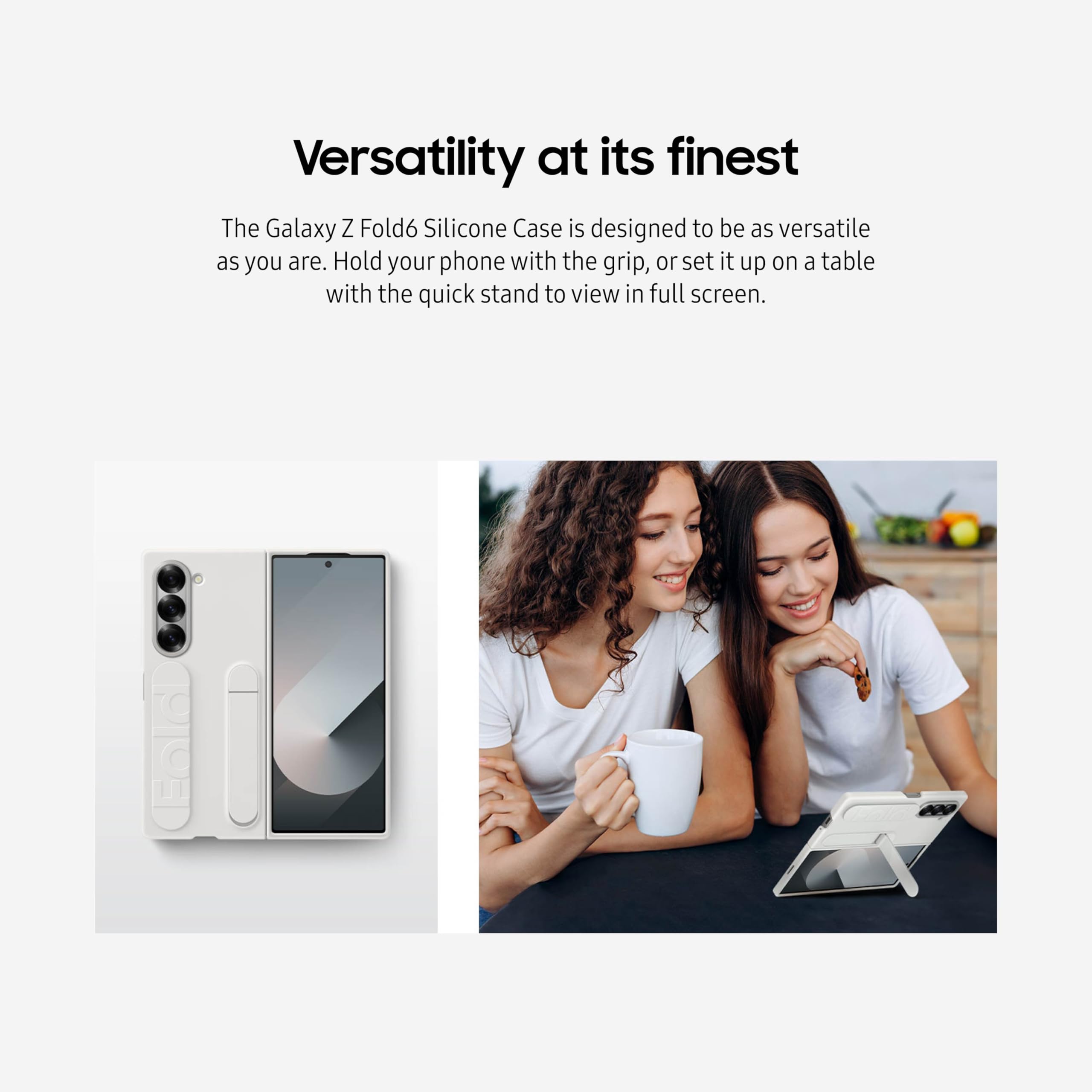 Samsung Galaxy Z Fold 6 Silicone Phone Case, Protective Cover With Stand, Secure Grip, Slim, Soft, Comfortable Design, Us Versio