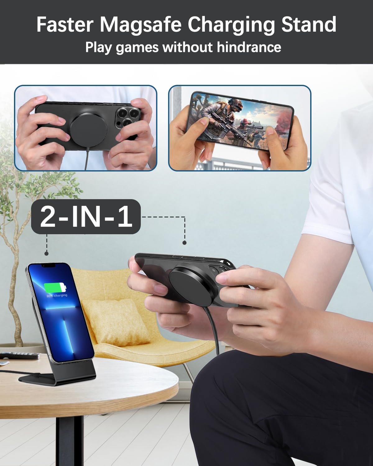 Txxtol Magnetic Wireless Charger Mag Safe Charger For Iphone 15/14/13/12 Series Convertible Magnet Wireless Charging Stand/Pad W