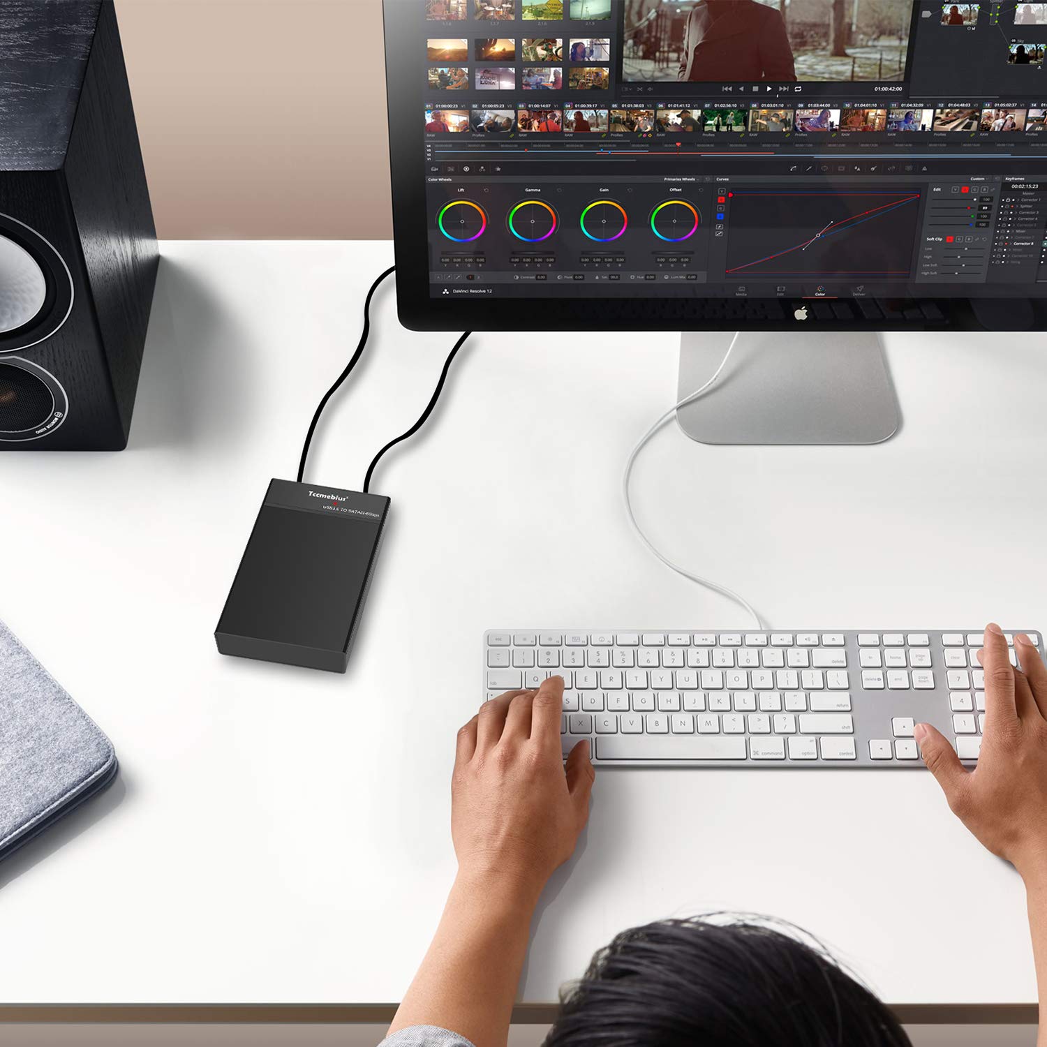 Tccmebius External Hard Drive Enclosure Usb 3.0 To Sata Docking Station For 2.5 3.5 Inch Sata I/Ii/Iii Hdd Ssd With Usb A/C Cable, Up To 20Tb, Support Uasp Automatic Sleep Function, Tool Free (Tcc S8)