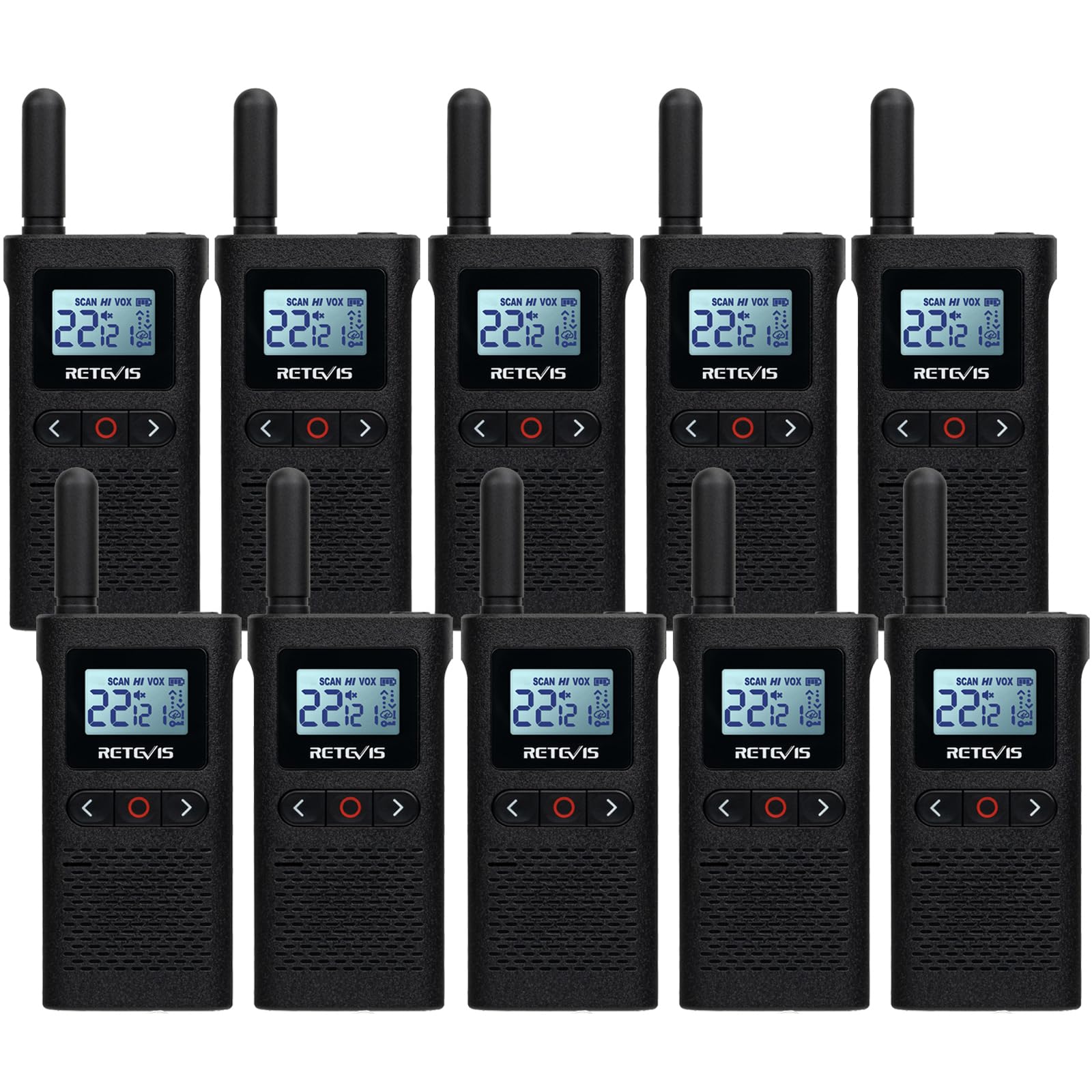 Retevis Rb28 Walkie Talkie, Portable Two Way Radio, Usb C Walkie Talkies Rechargeable, Large Lcd Screen, 1500Mah Battery, Noaa Weather Alert, For Dental Church Restaurant Retail School (10 Pack)