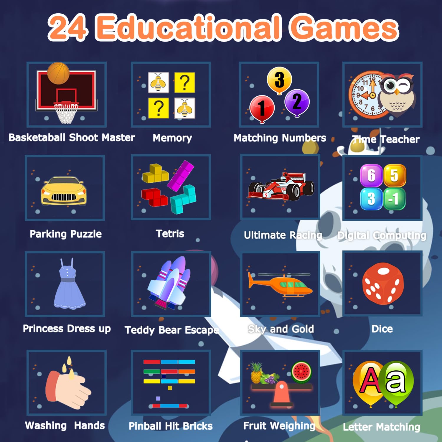 Cosjoype Kids Smart Watch Girls Gifts Age 5-12, 24 Puzzle Games Hd Video Camera Music Player Storybook Pedometer Hd Flashlight 1