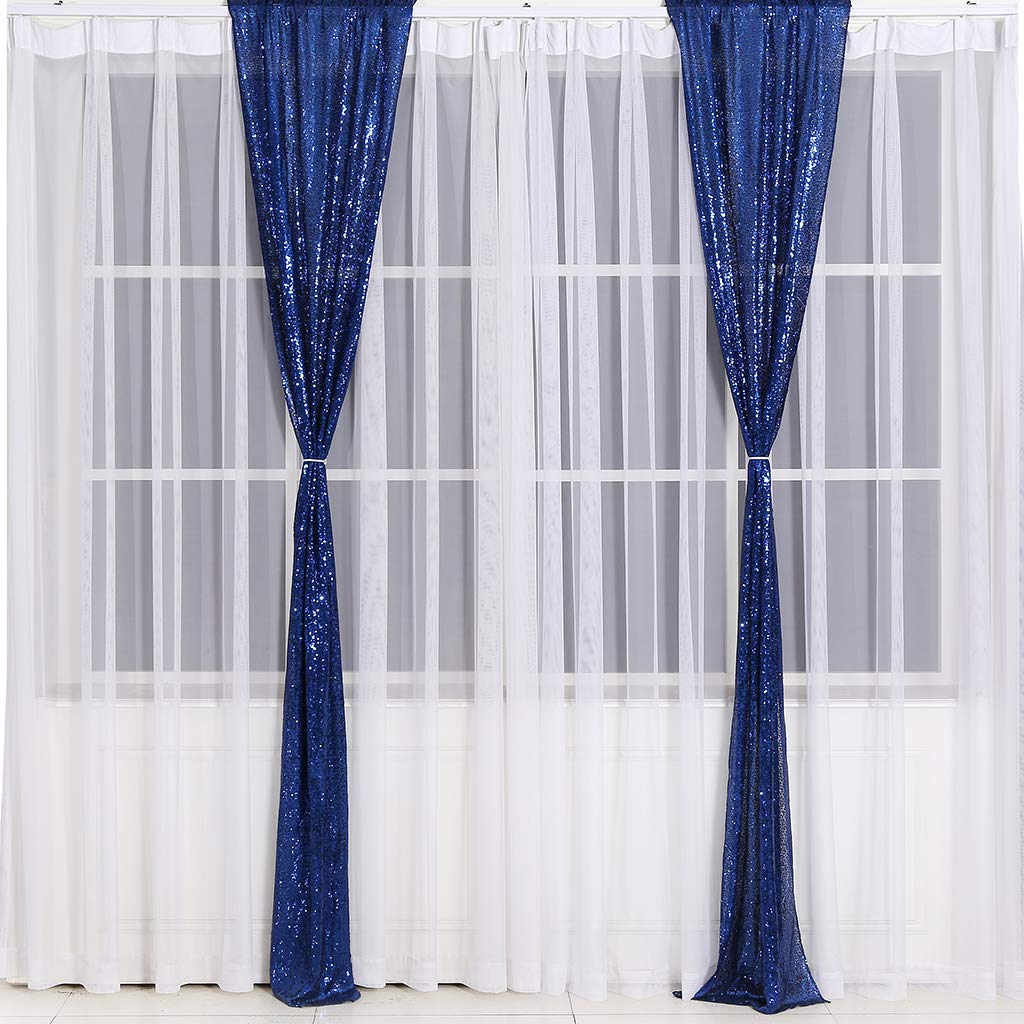 Eternal Beauty Navy Sequin Backdrop Curtains For Wedding Party Decor, Sequin Christmas Backdrop Curtain (2 Pack, W2 X H8Ft,Navy
