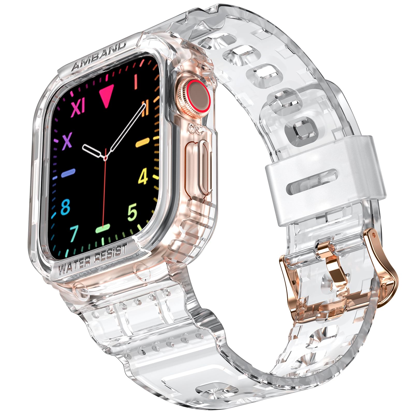Amband Compatible With Apple Watch Series 9/8/7/Se (2Nd)/Se/6/5/4/3 Bands Clear For Women 41Mm/40Mm/38Mm With Case, Nice Cute Cr
