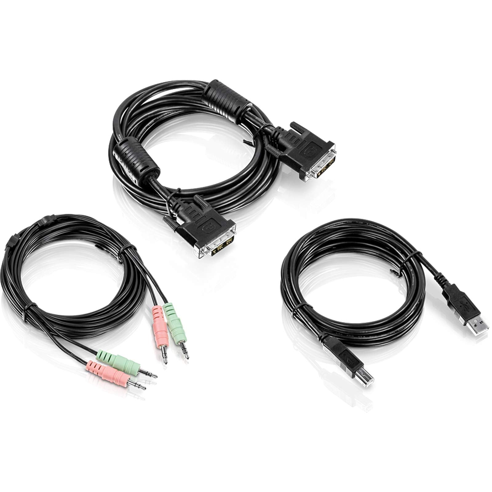TRENDnet 10 ft. DVI-I, USB, and Audio KVM Cable Kit, Connect a DVI Computer to The TK-232DV KVM Switch, USB Mouse/Keyboard, DVI-