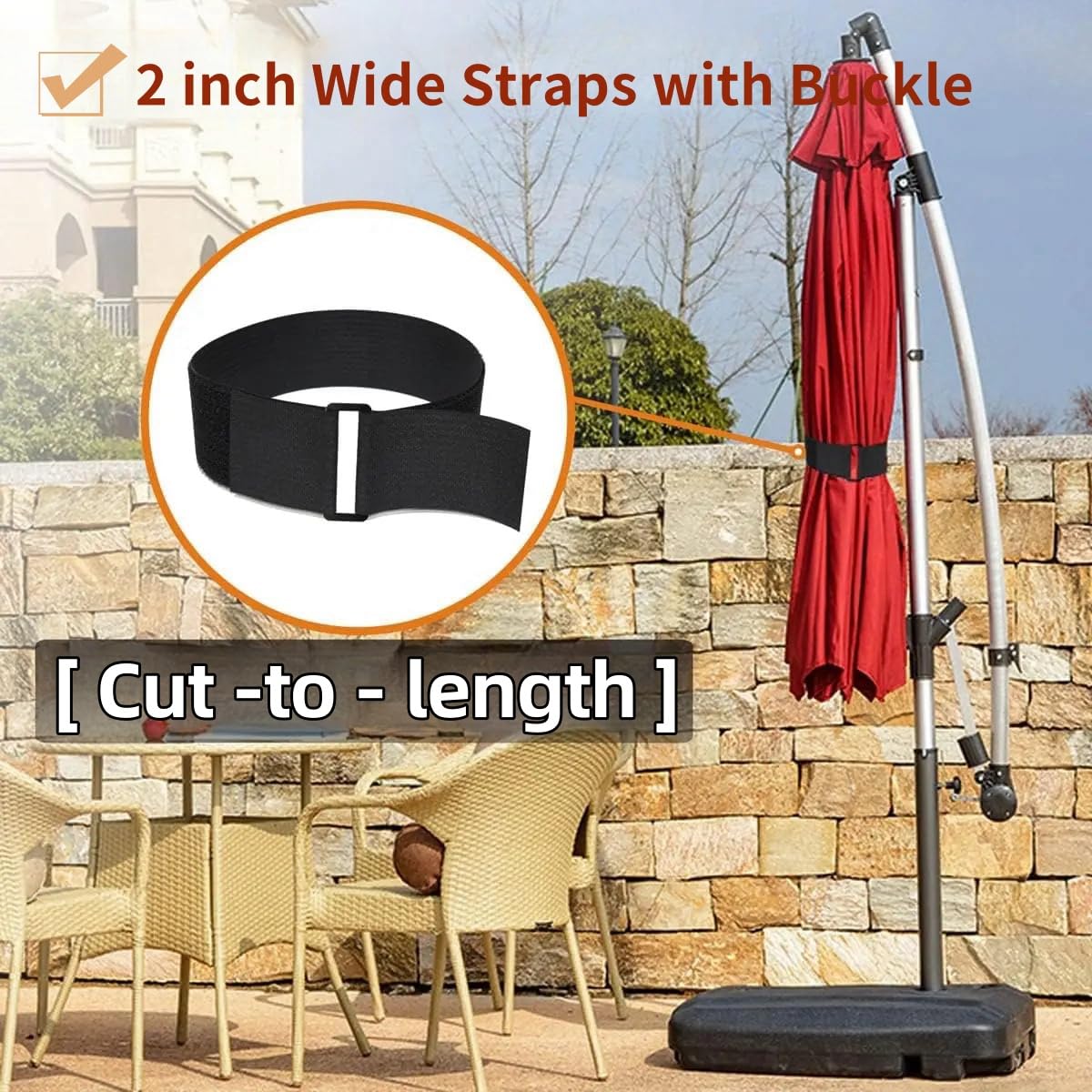 12Ft 2 Inch Wide Hook And Loop Straps With 10 Plastic Buckles, Heavy Duty, Reusable And Adjustable Nylon Cable Straps, Fastener