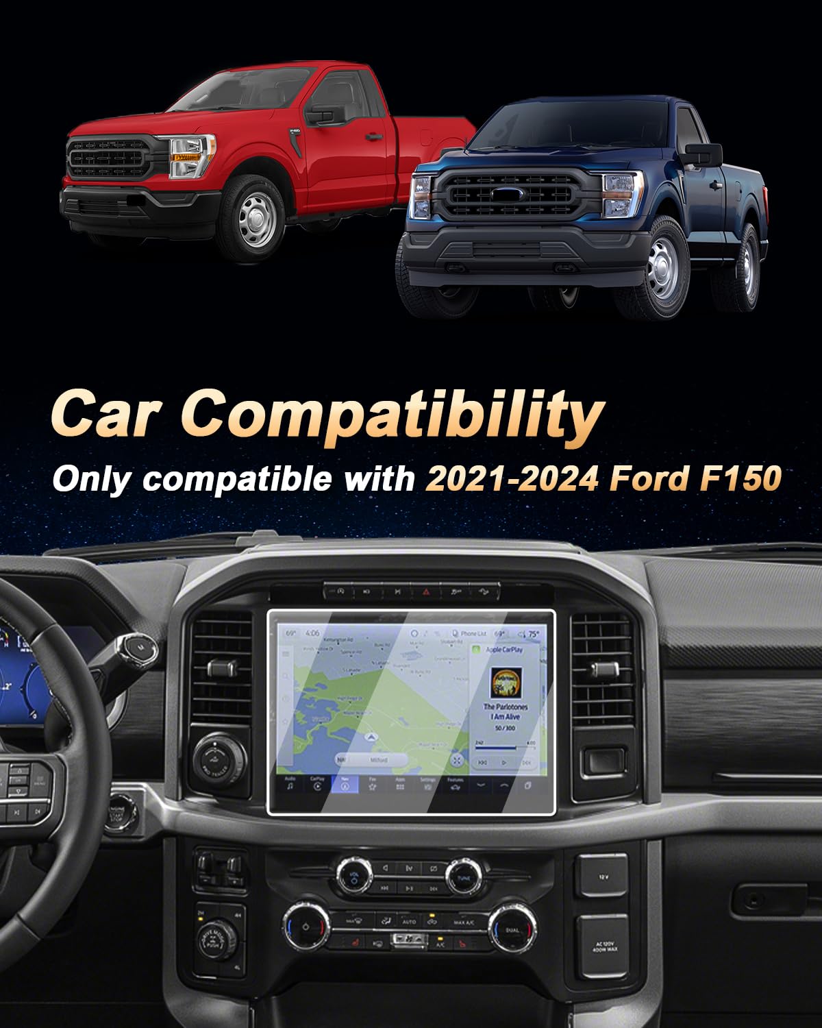 Ecozen Screen Protector 2 Pcs Compatible With 2021 2024 Ford F150 Lightning/Expedition, Nano Film Navigation Screen Protector 12