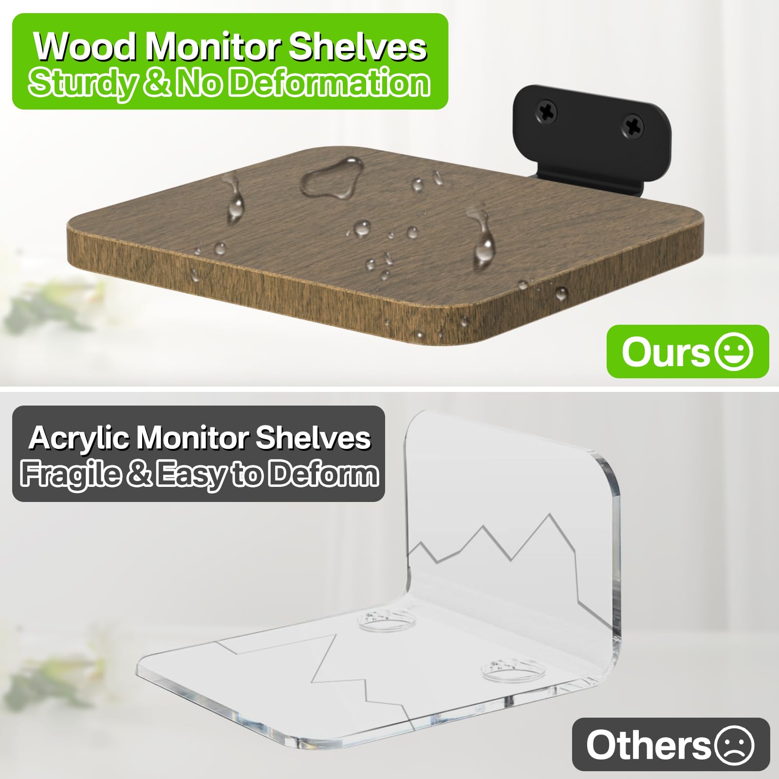 Wooden Floating Wall Shelves For Camera Wall Mount Universal Wall Mount Shelves For Security Camera Mount With Cable Reserved, W