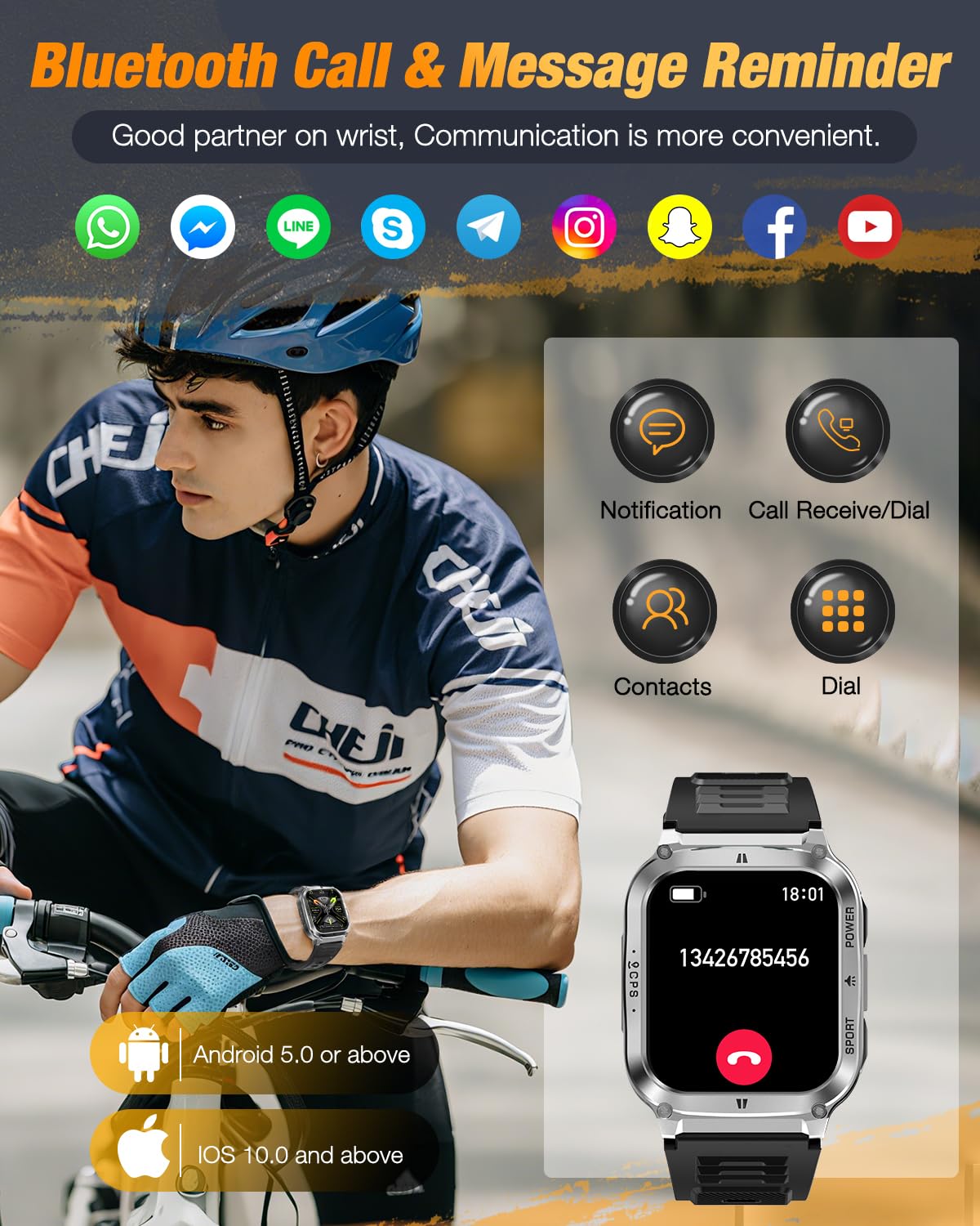 Military Smart Watches For Men - 1.83 Gps Smartwatch With Flashlight, Heart Rate, Sp02, Sleep Monitor, Bluetooth Call, Fitness T