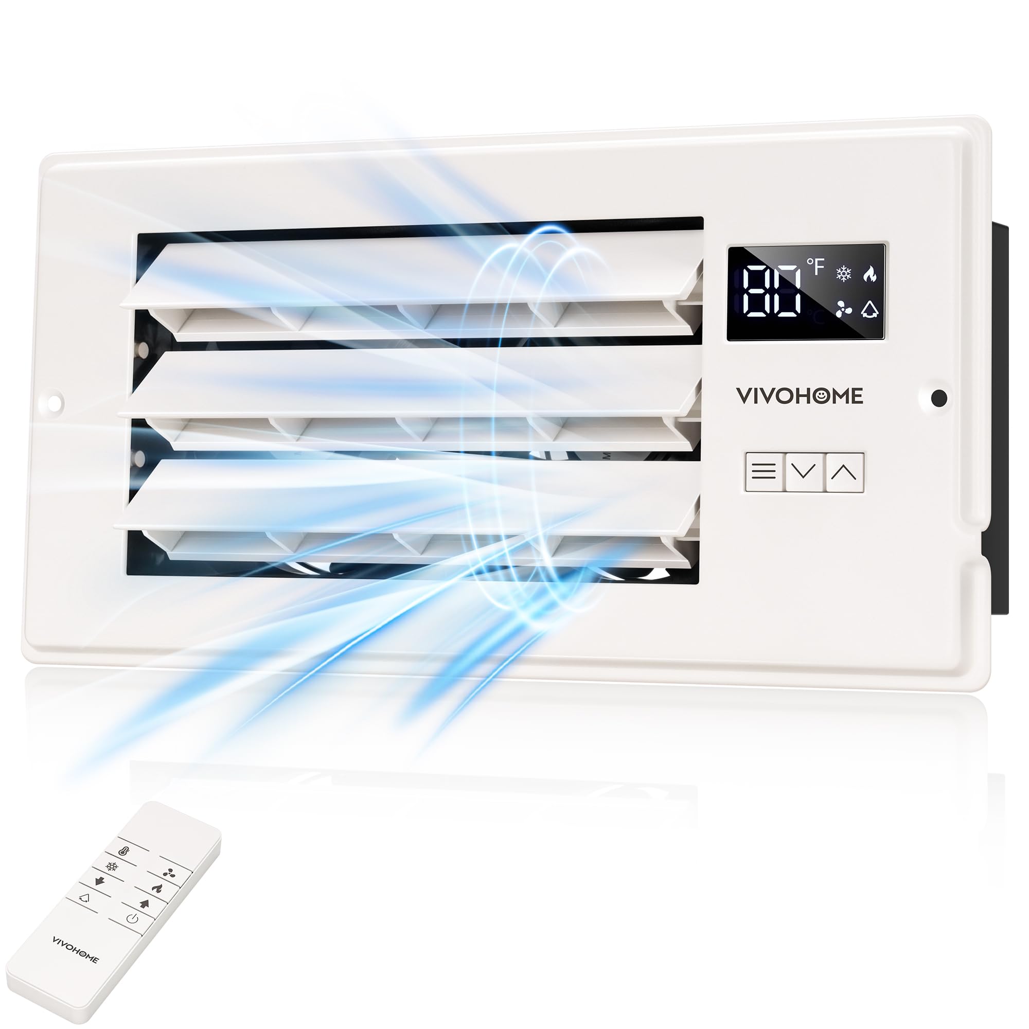Vivohome 4 ' ' X 10 ' ' Opening Register Booster Fan With Adjustable Wind Direction Louver, Smart Intelligent Thermostat & 10-Sp