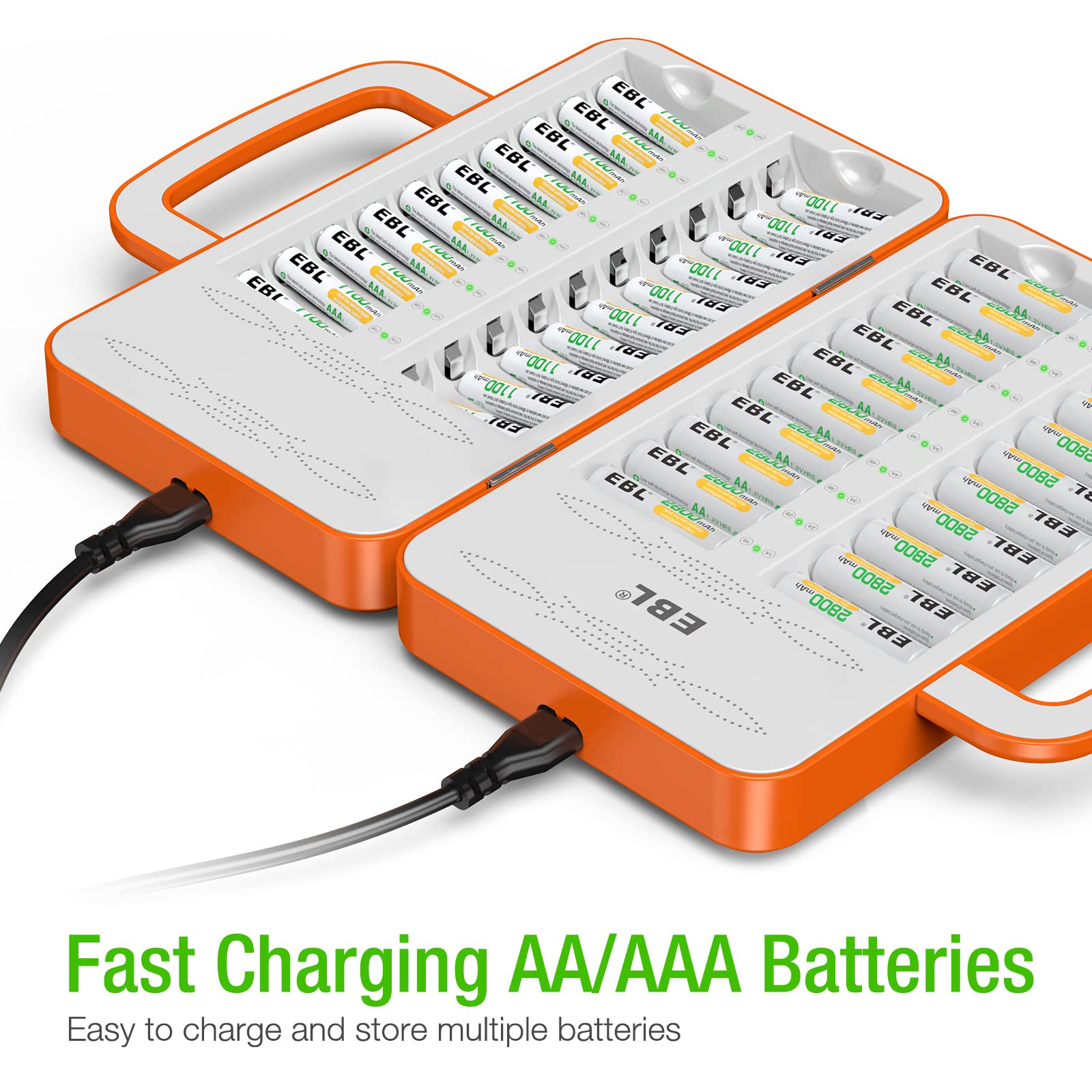 Ebl 40Slot Battery Charger For 1/2/3...19/20/21...38/39/40 Pcs Aa Aaa Rechargeable Batteries   Advanced Multiple Battery Charger