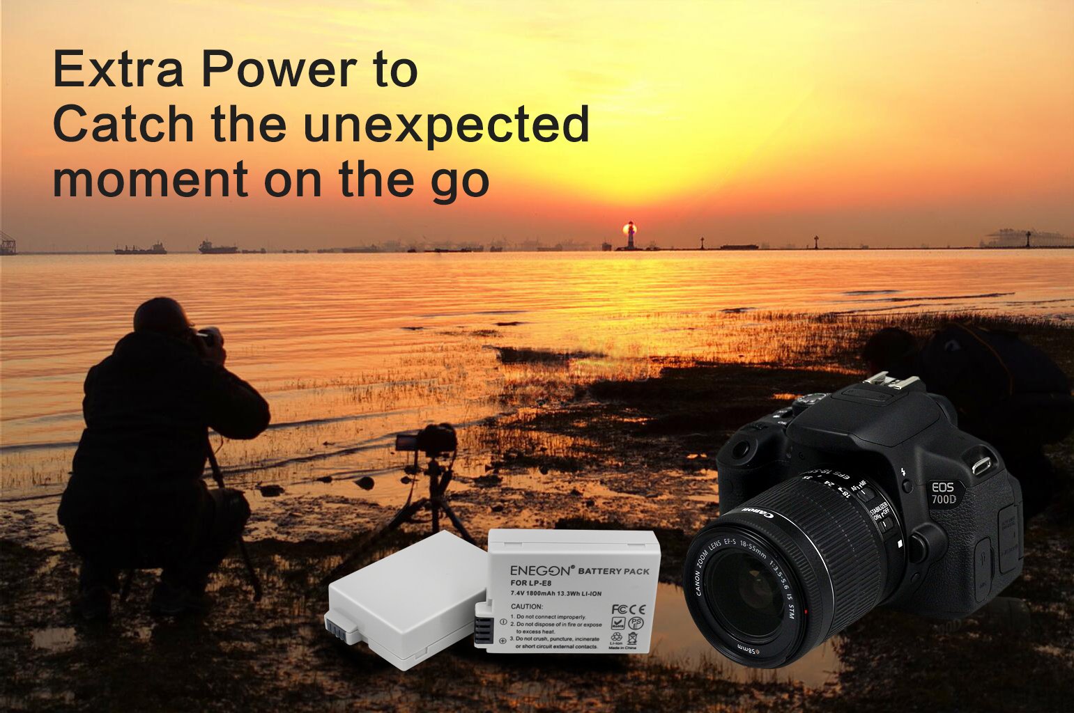 ENEGON LP-E8 Battery & Rapid Dual Charger for Canon EOS Rebel T3i T2i T4i T5i, 2-Pack 1800mAh, Compatible with EOS