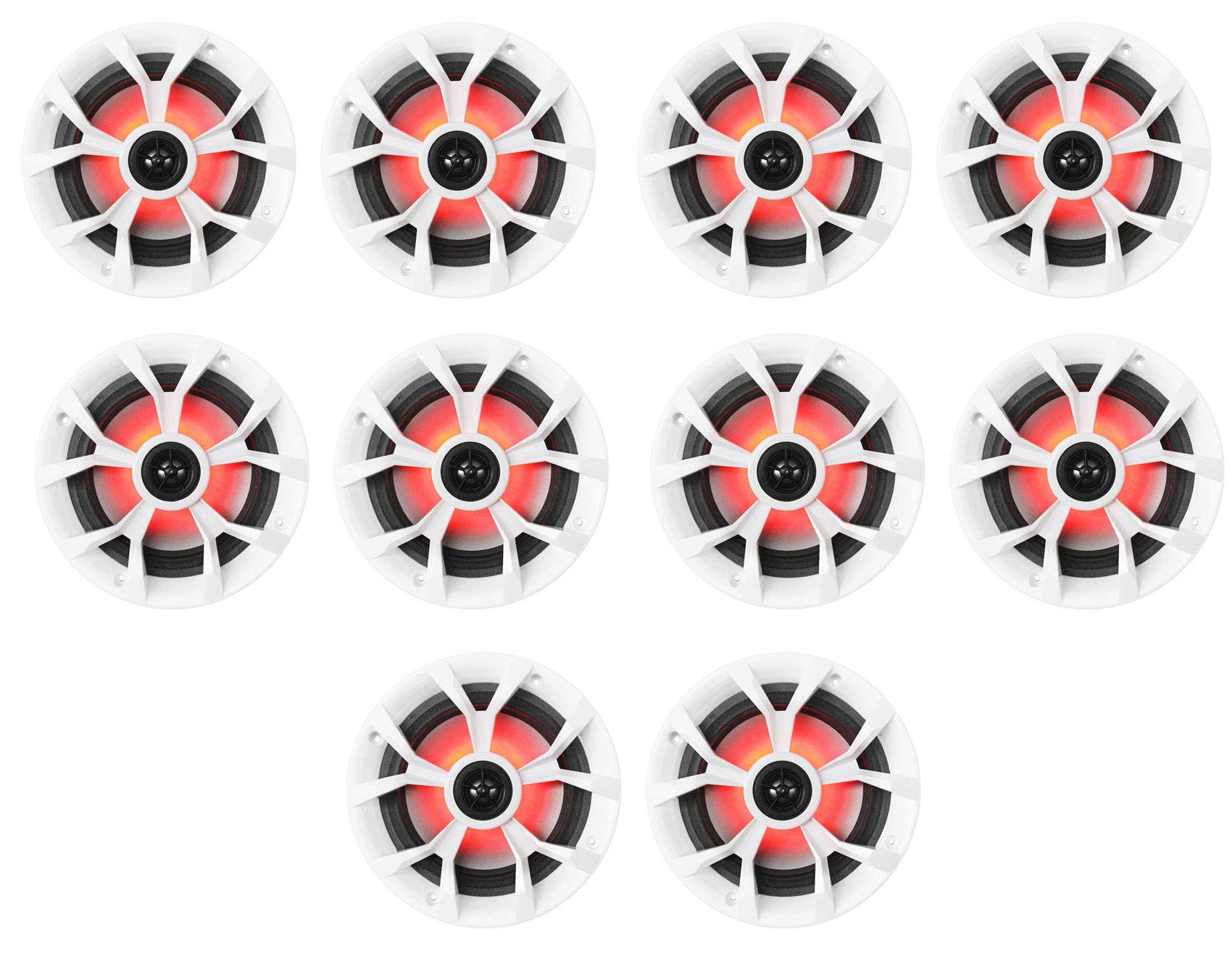 Rockville RKL65MBW 6.5 700W Marine Speakers, 4 Ohm, LED Lights, CEA Compliant, Coaxial, Waterproof, Black/White Grilles for Boat
