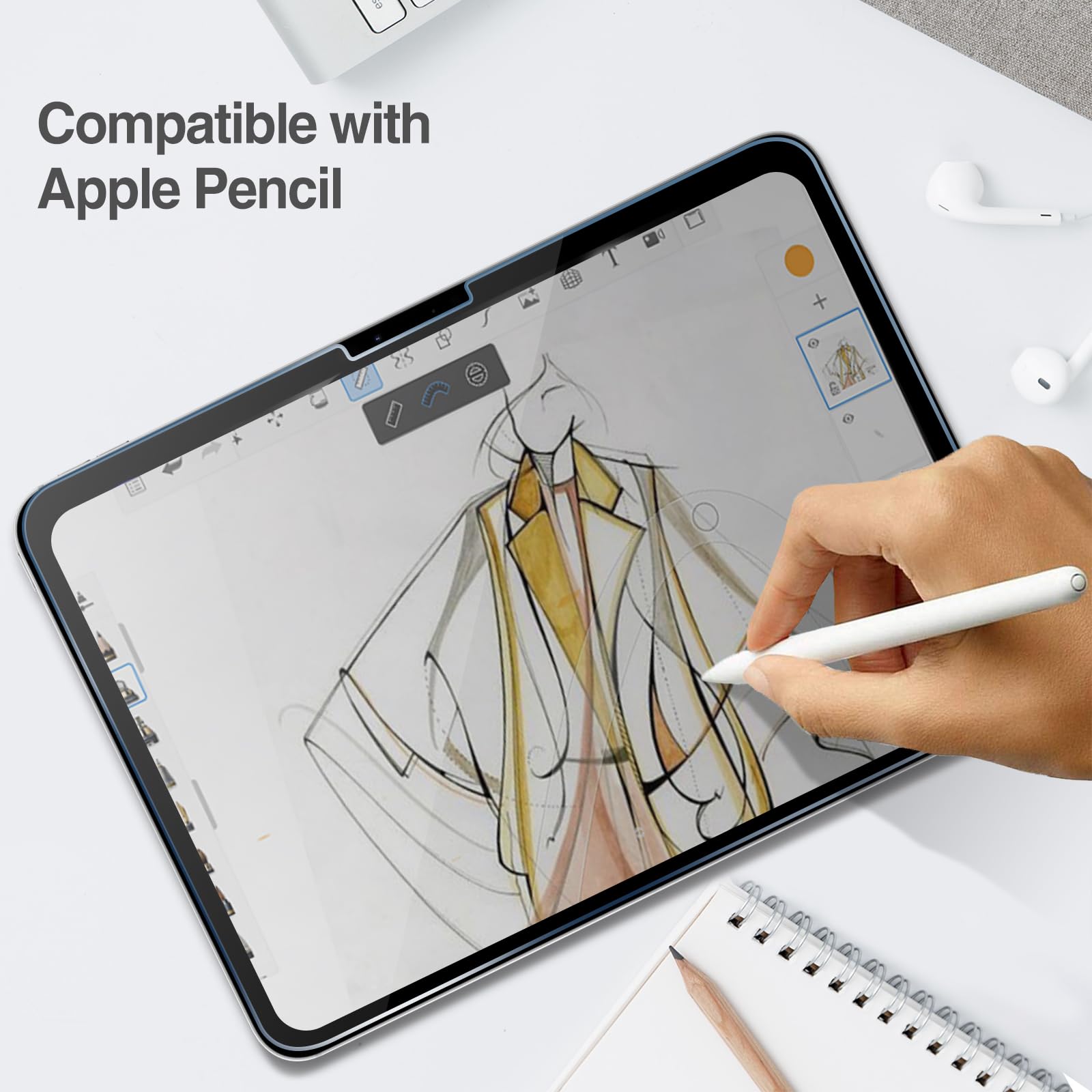 Procase 1 Pack Screen Protector For Ipad Pro 11 Inch M4 2024, Privacy Anti Spy Tempered Glass Film For Ipad Pro 11'' 5Th Generat