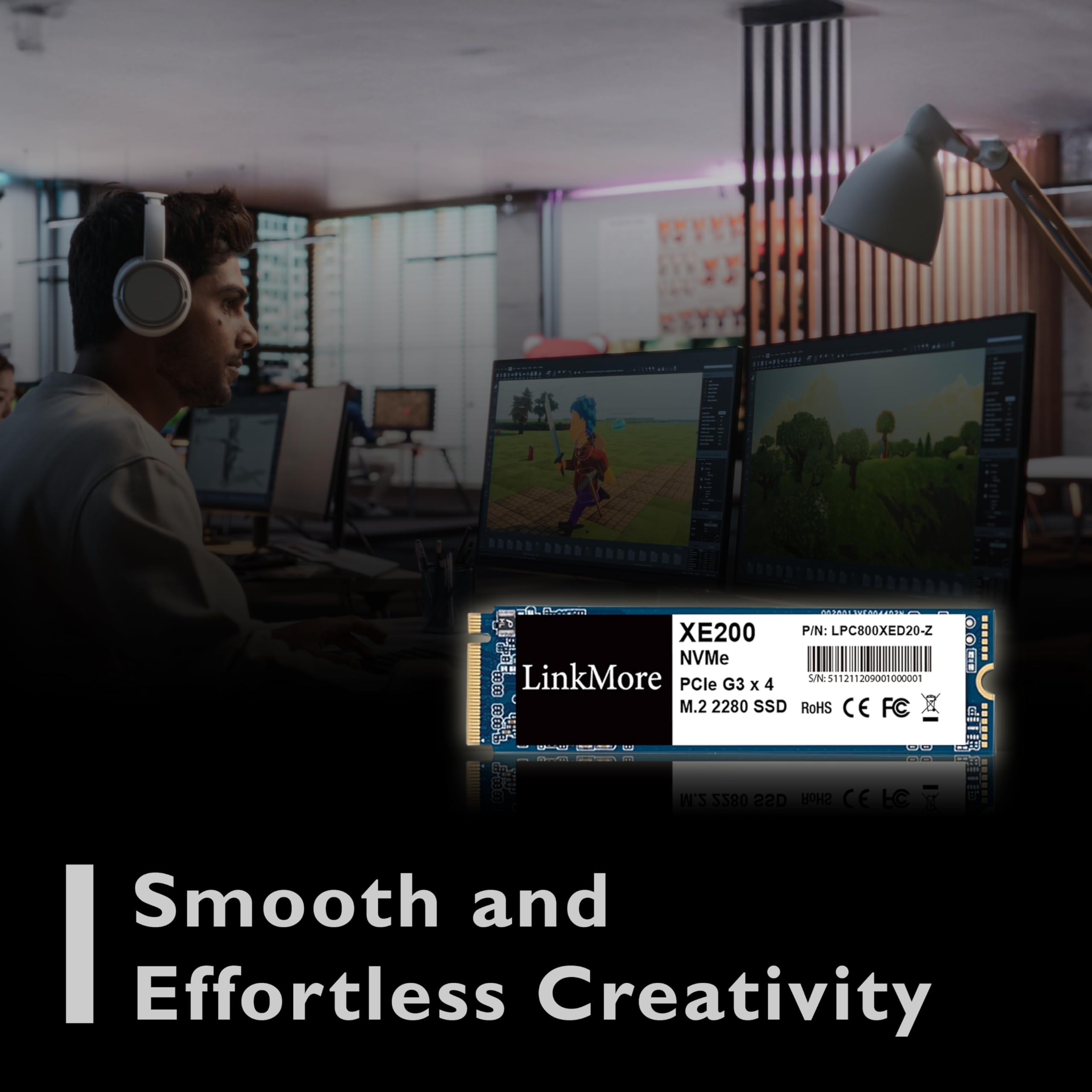 Linkmore Xe200 1Tb Pcie Gen3 Nvme M.2 2280 Internal Solid State Drive, Gen3.0X4 Read Speed Up To 2500Mb/S For Latop And Pc