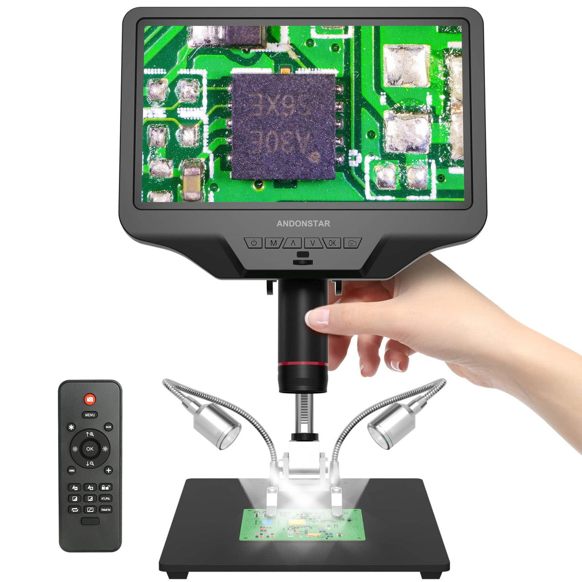 Andonstar Ad409 Hdmi Digital Microscope, 10.1 Inch Lcd Screen Soldering Microscope, 300X Usb Electronic Microscope Camera For Professional Pcb Soldering, Coin Collection, Supports Windows Pc