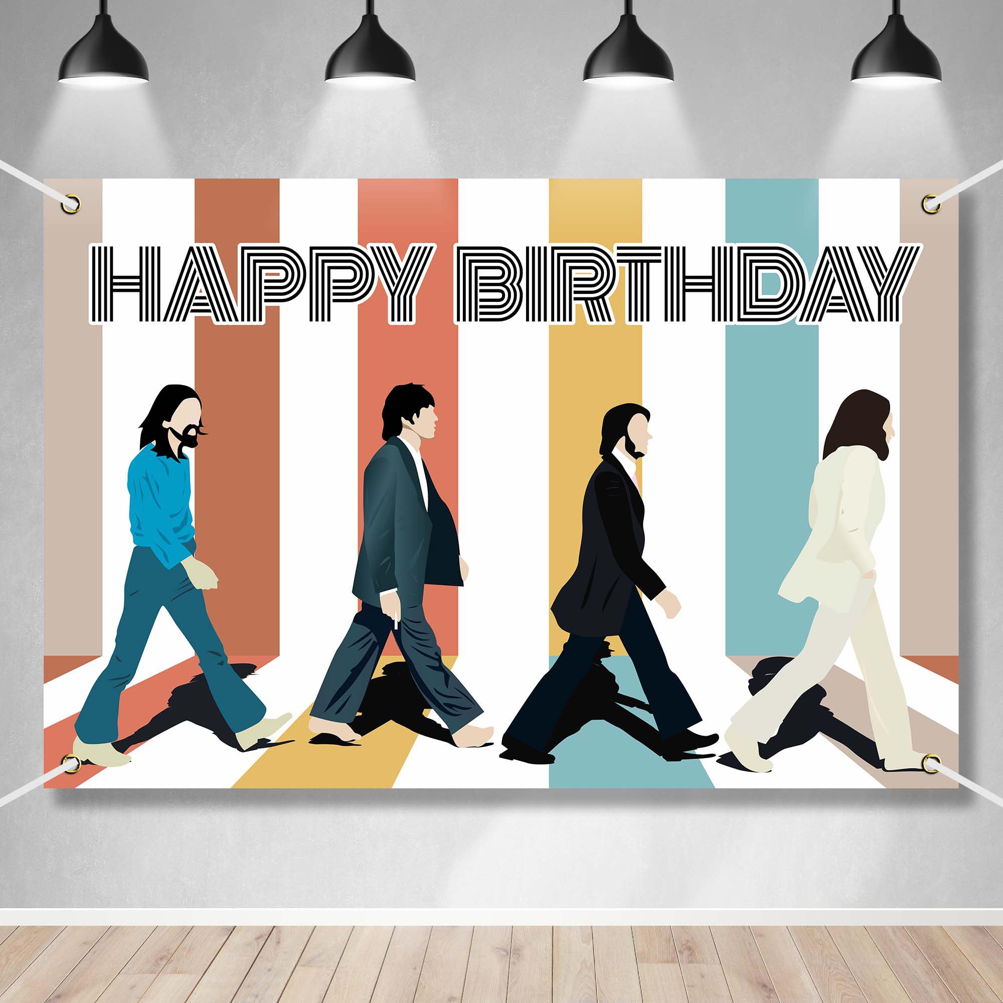 Rock N Roll Happy Birthday Banner Backdrop Musical Artist Music Album Cover Theme Background Decor For Vocalist Drummer Guitaris