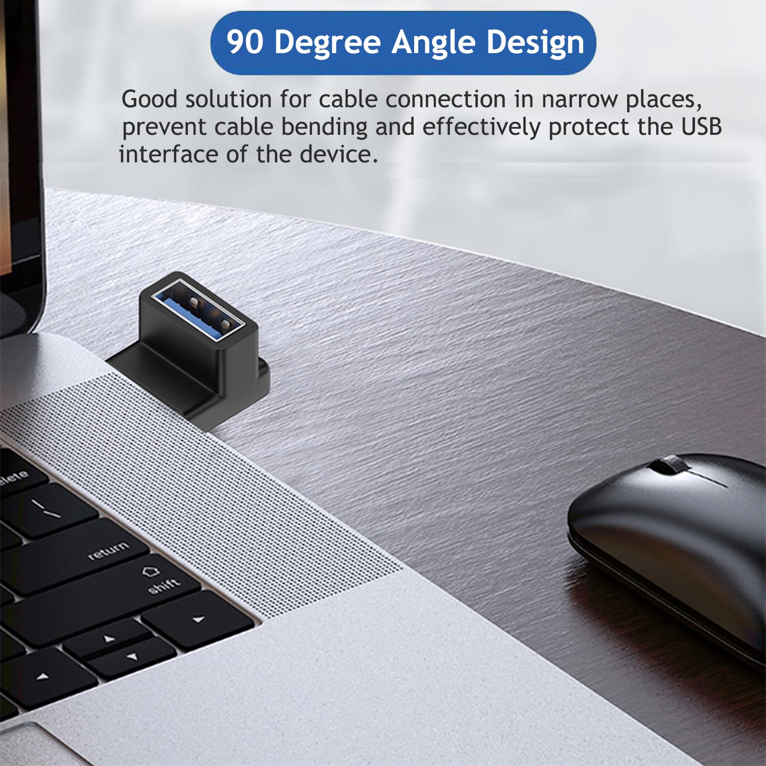 Xsusmdom 90 Degree Usb 3.0 Male To Female Adapter, (4 Pack) Up And Down & Left And Right Angle Usb A Extender Connector For Pc,
