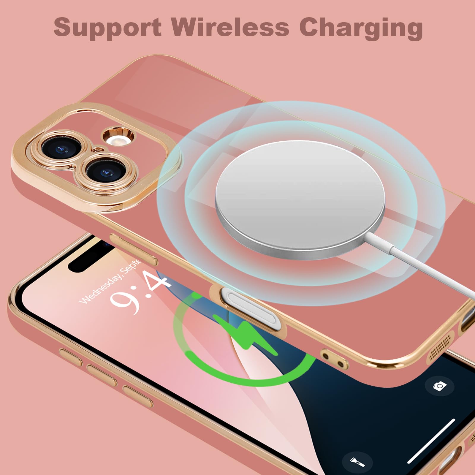 Lafunda Designed For Iphone 16 Plus Case Cute, Luxury Classy Plating For Women Girls Gold Edge Soft Tpu Bumper Cover With Camera