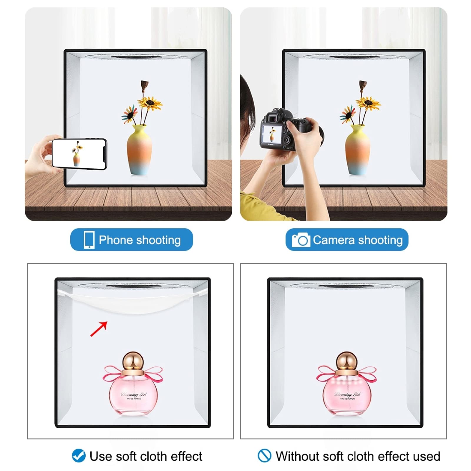 Photo Studio Box, Puluz 40Cm Folding Lightbox 160 Led Ring Light Portable Photo Studio Photography Shooting Tent Box Kit 12 Colo