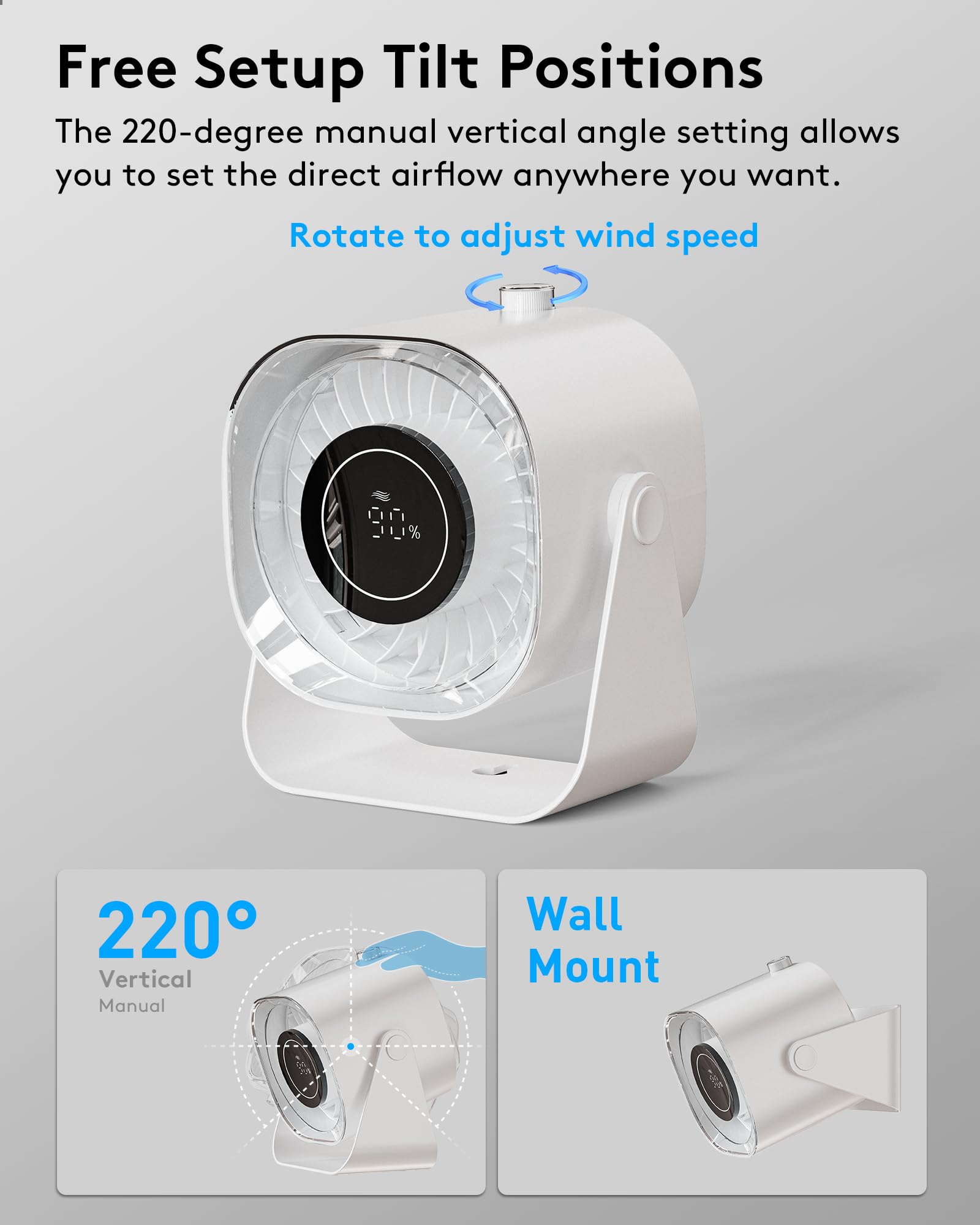 Caronsort Desk Fan, Small Fans For Bedroom, Mini Fan 6 Inches,Table Air Circulator Fans For Desk, Rechargeable Battery Operated