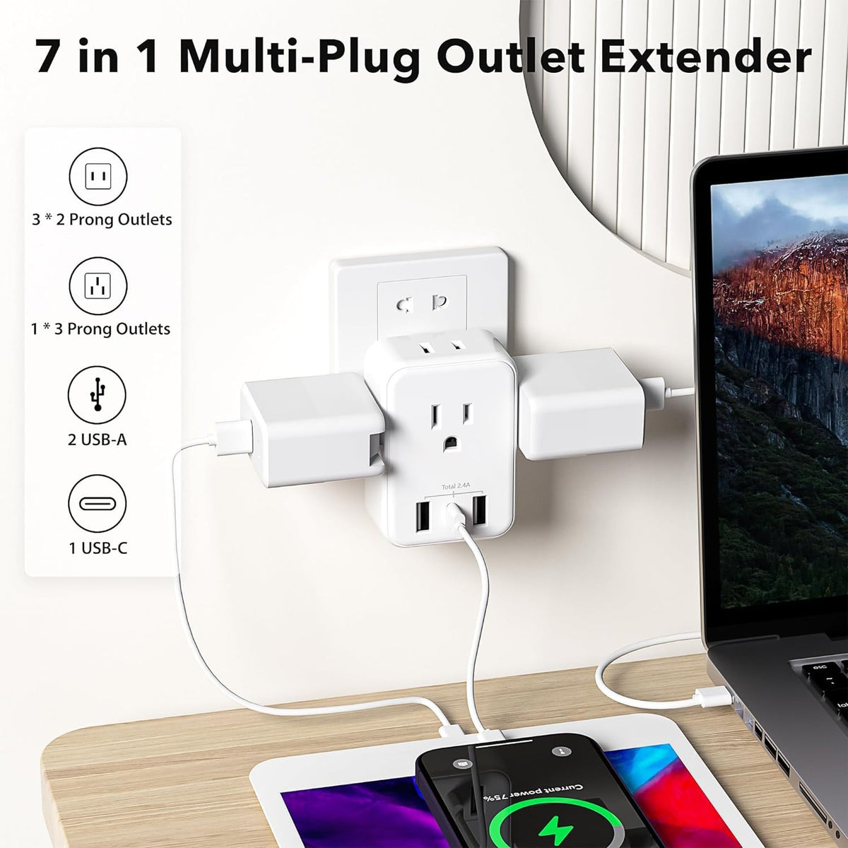 Bn Link Multi Plug Outlet Extender 2 Pack, Outlet Splitter With 4 ...