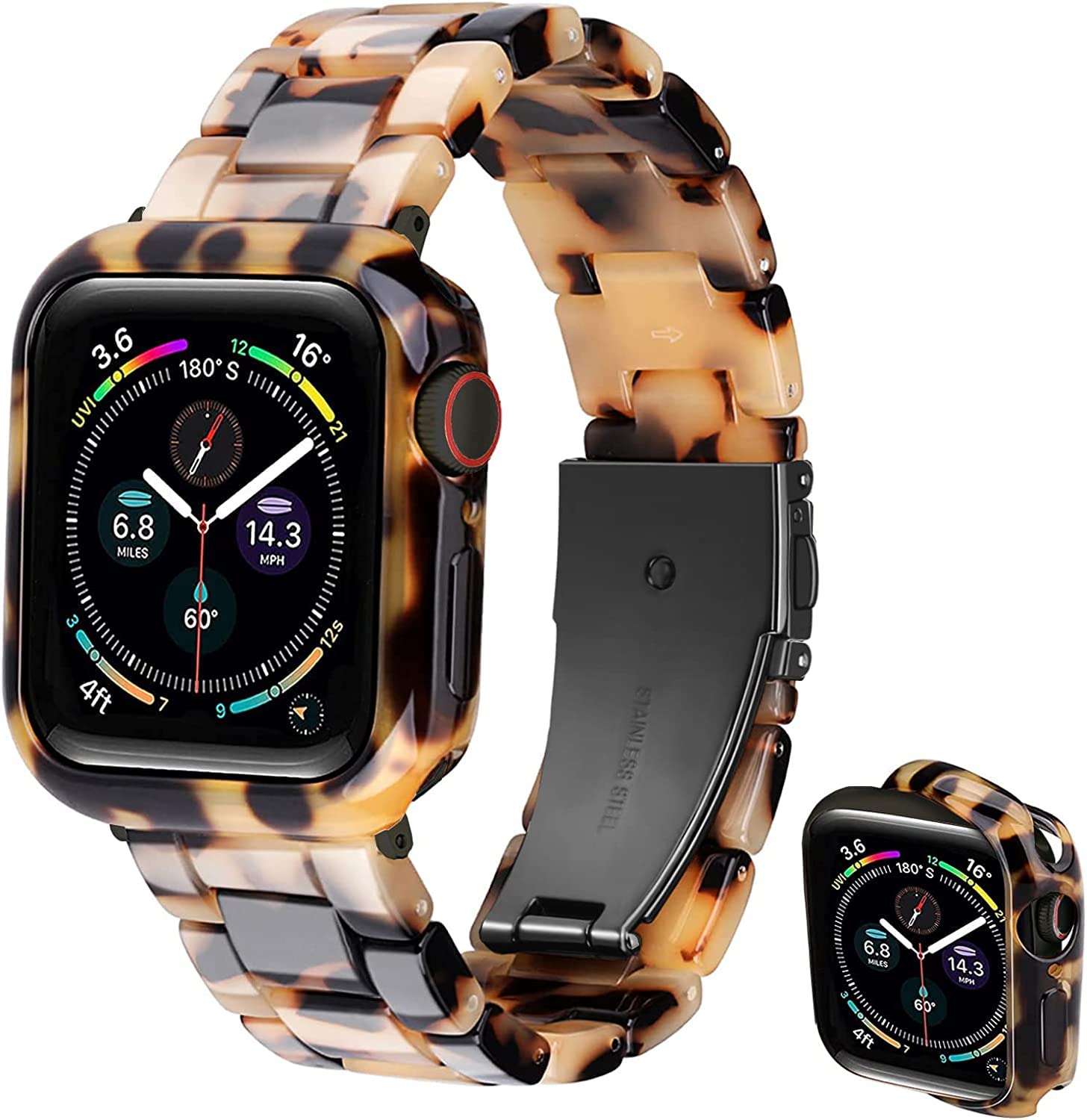 Omter Band With Bumper Compatible With Apple Watch 49Mm 45Mm 44Mm 42Mm 41Mm 40Mm 38Mm, Women Men Fashion Resin Band Strap Compat