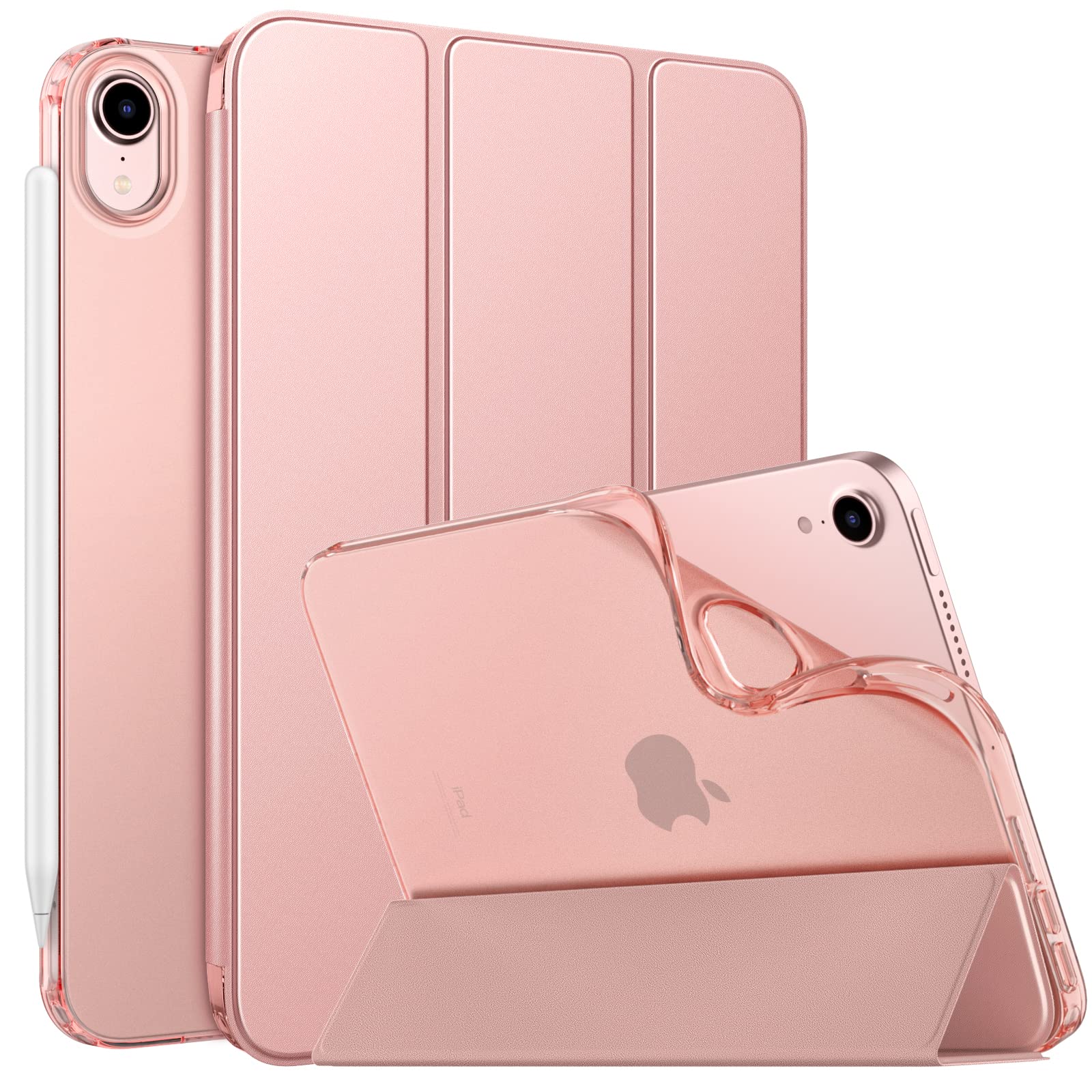 MoKo Case Fit New iPad Mini 7 (A17 Pro) 2024, iPad Mini 6th Generation Case 2021 (8.3 inch), iPad Mini 6 Case, Soft TPU Translucent Frosted Back Cover Case for iPad Mini 7th, Rose Gold