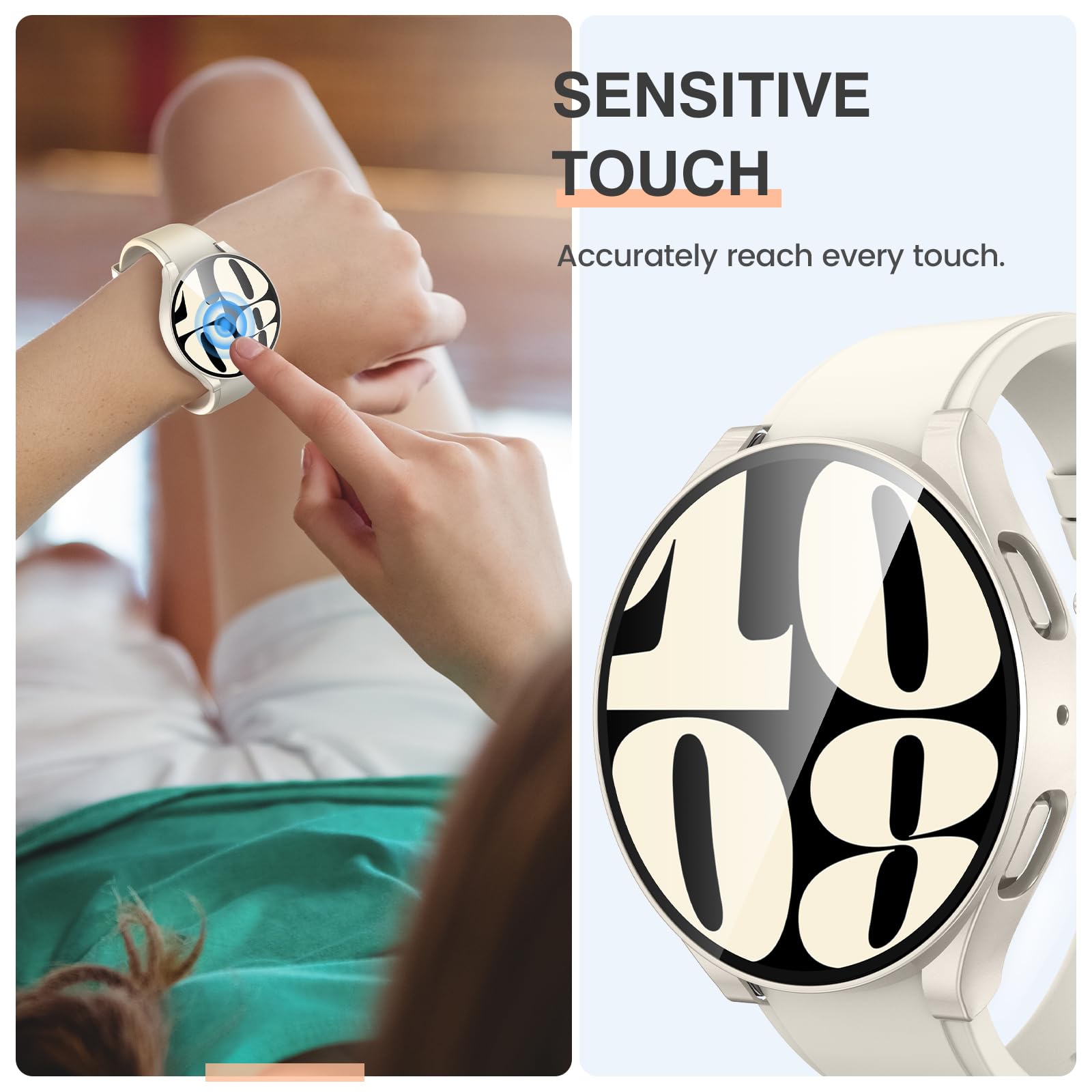 Tensea [2Pack For Samsung Galaxy Watch 6 2023 Screen Protector Case 44Mm Accessories, Protective Face Cover For 44 Mm, Hard Bump