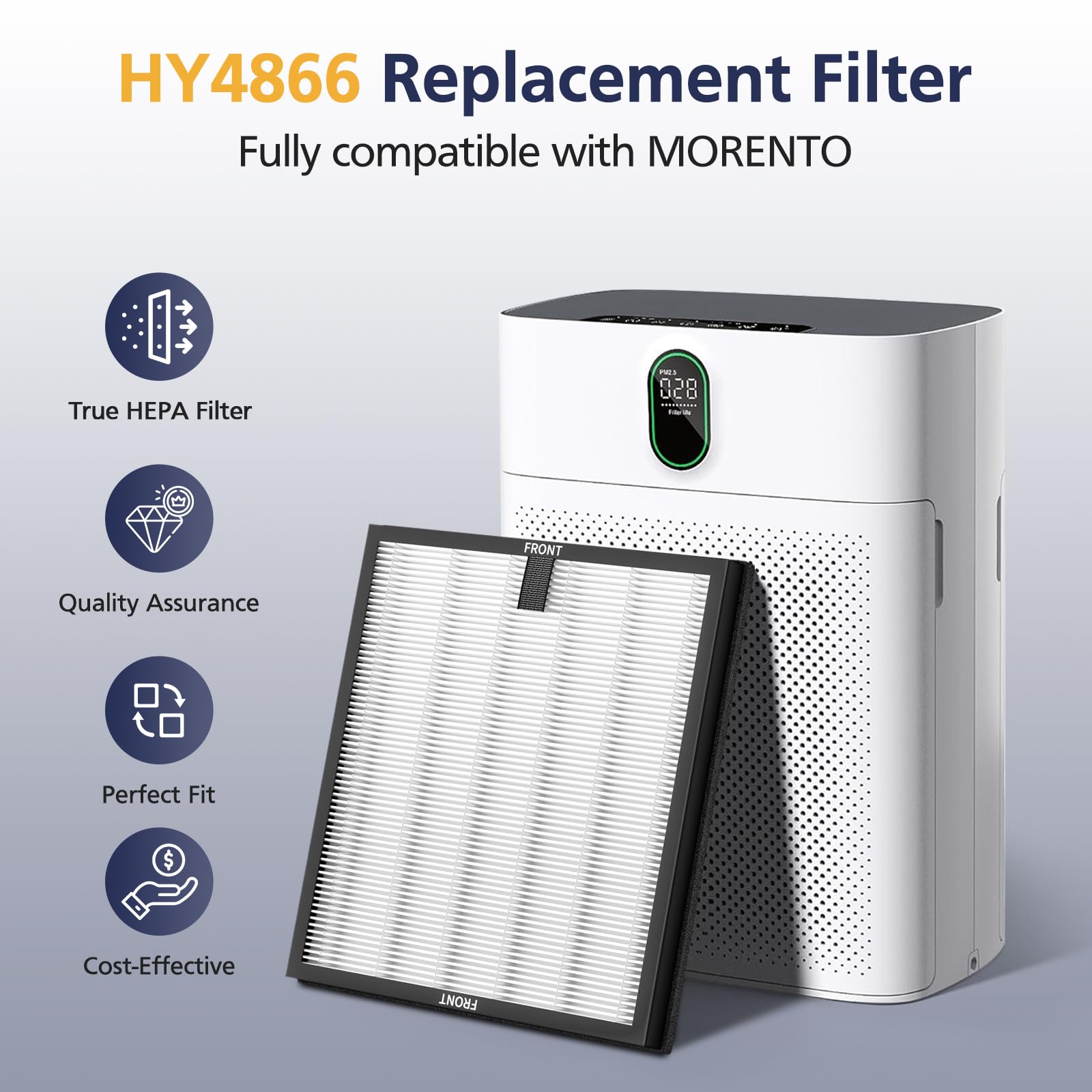 Hy4866 Filters Compatible With Morento Hy4866, Westhey Hy4866, Yiou M1 Air Purifi Er, 3 In 1 H13 Ture Hepa Replacement Filters (