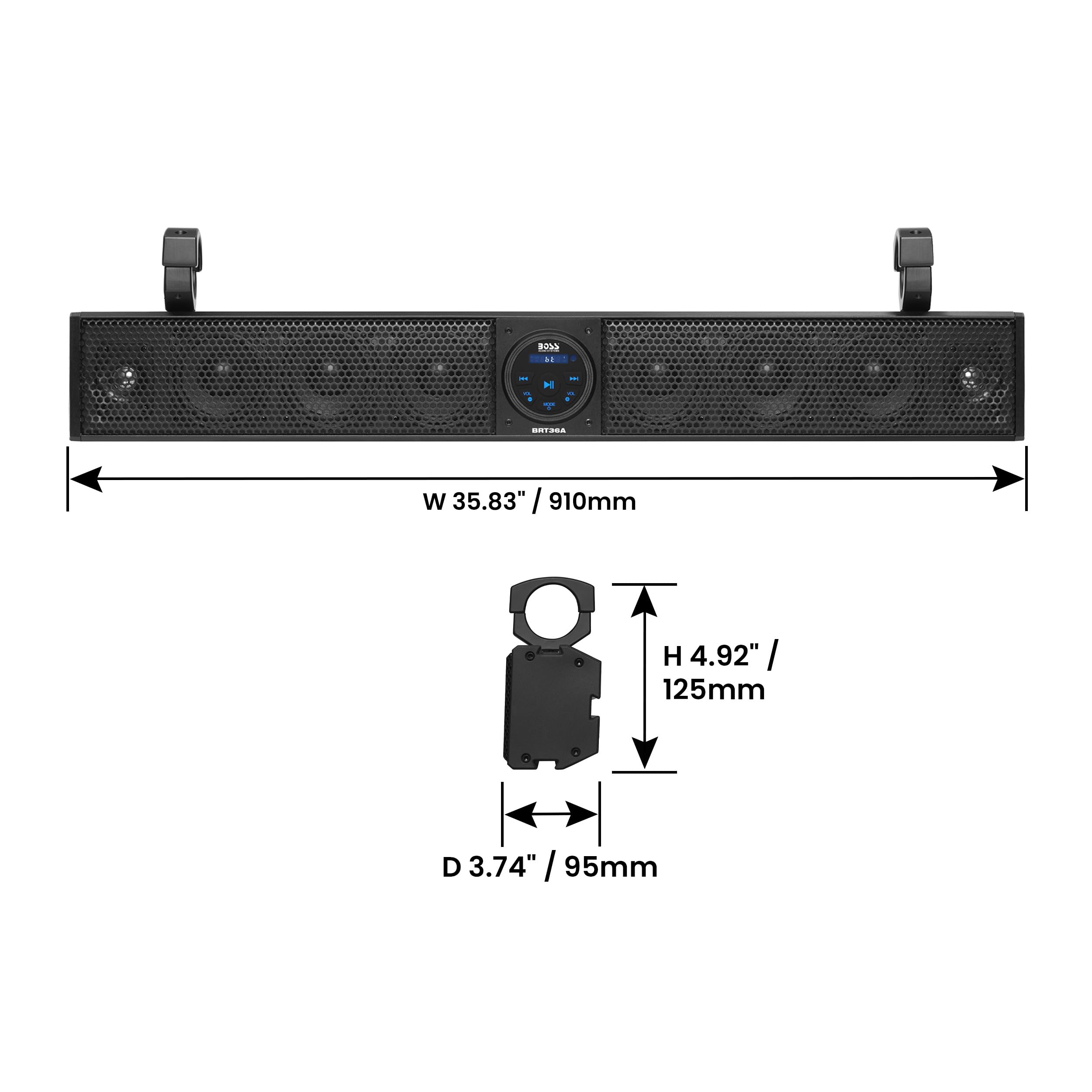 Boss Audio Systems Brt36A Atv Utv Sound Bar   36 Inches Wide, 4 Inch Speakers, 1 Inch Tweeters, Full Range, Ipx5 Weatherproof, B