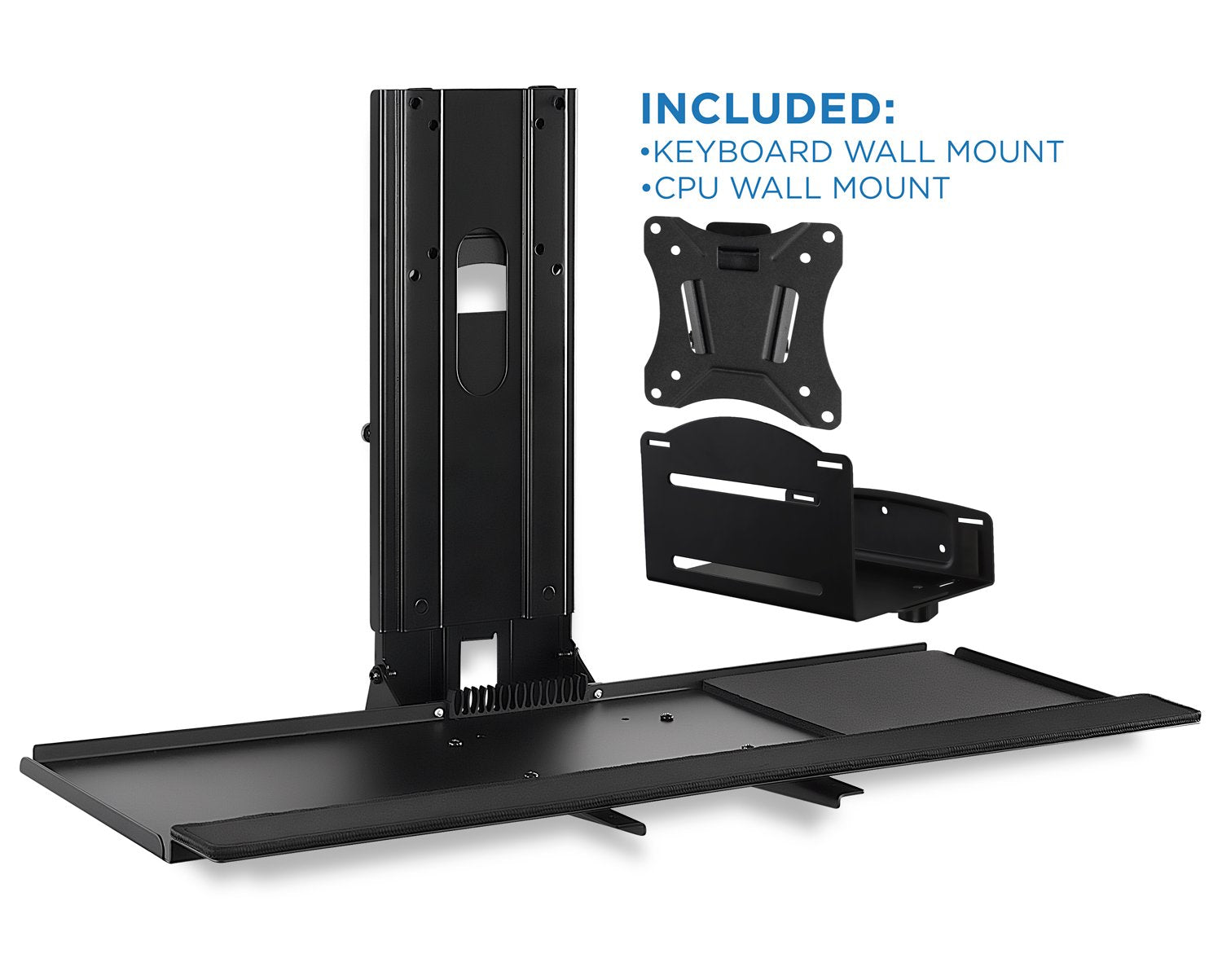 Mount It! Monitor And Keyboard Wall Mount With Cpu Holder, Height Adjustable Standing Vesa Keyboard Tray, 25 Inch Wide Platform