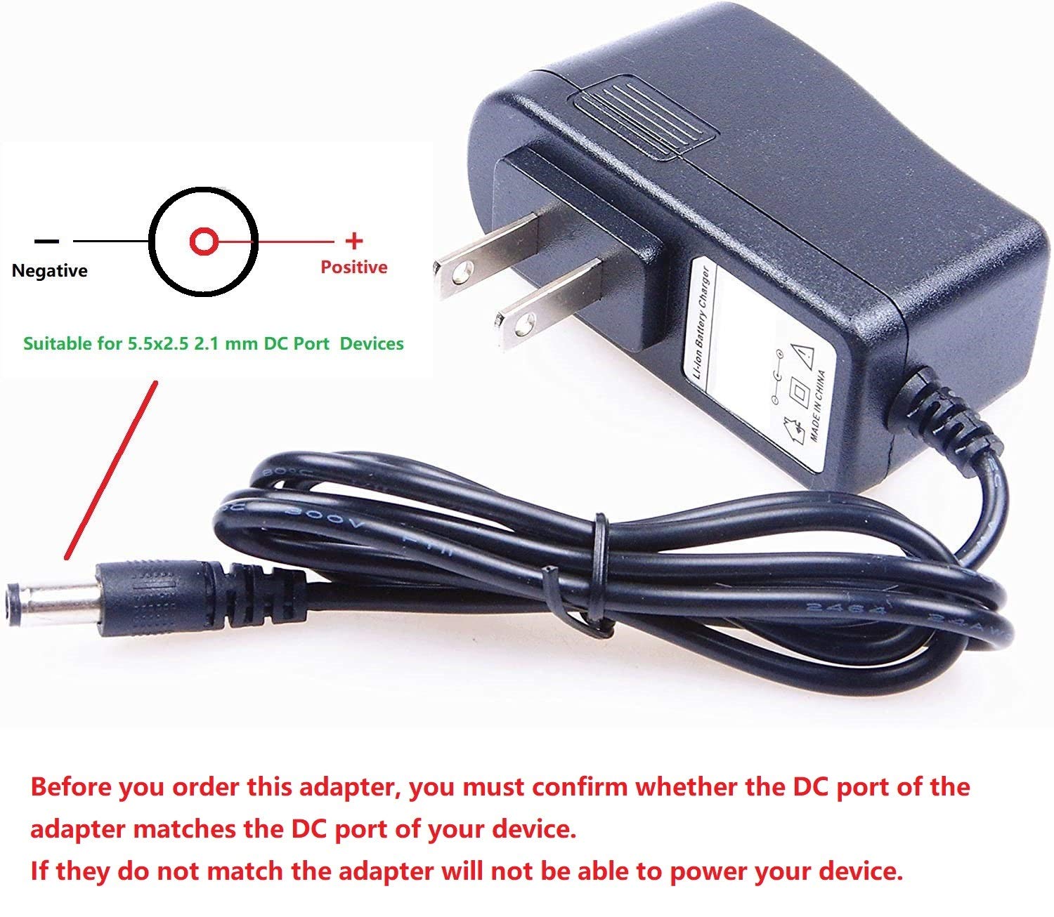 Noyito 4.2V 1A Power Adapter Li Ion Battery Charger With Led Indicator 5.5 X 2.5 2.1Mm Interface Suitable For 3.7V 4.2V 1 String