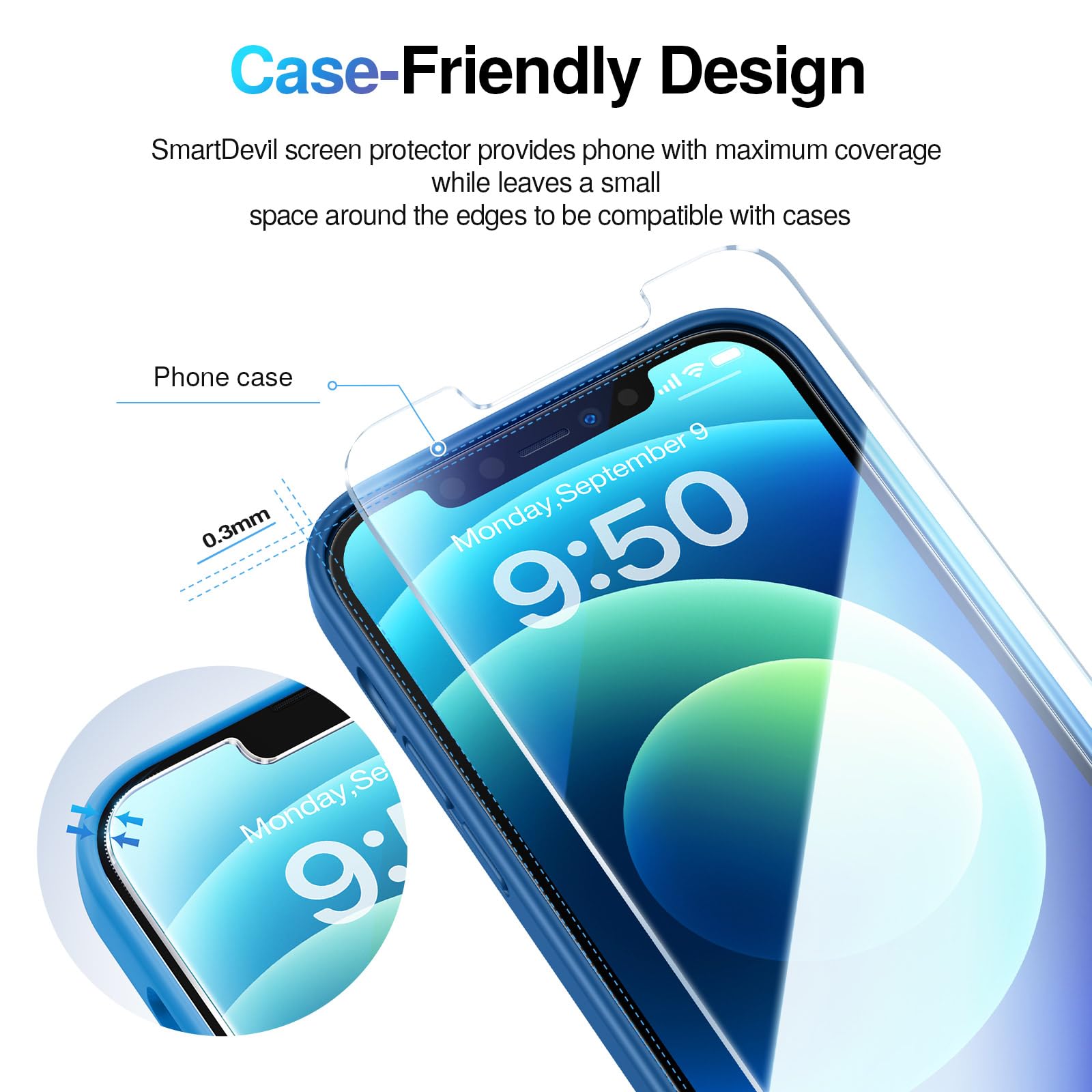 Smartdevil 3 Pack Screen Protector For Iphone 12 / Iphone 12 Pro (6.1 Inch) Tempered Glass, Hd Clear Film, Easy Installation, Du